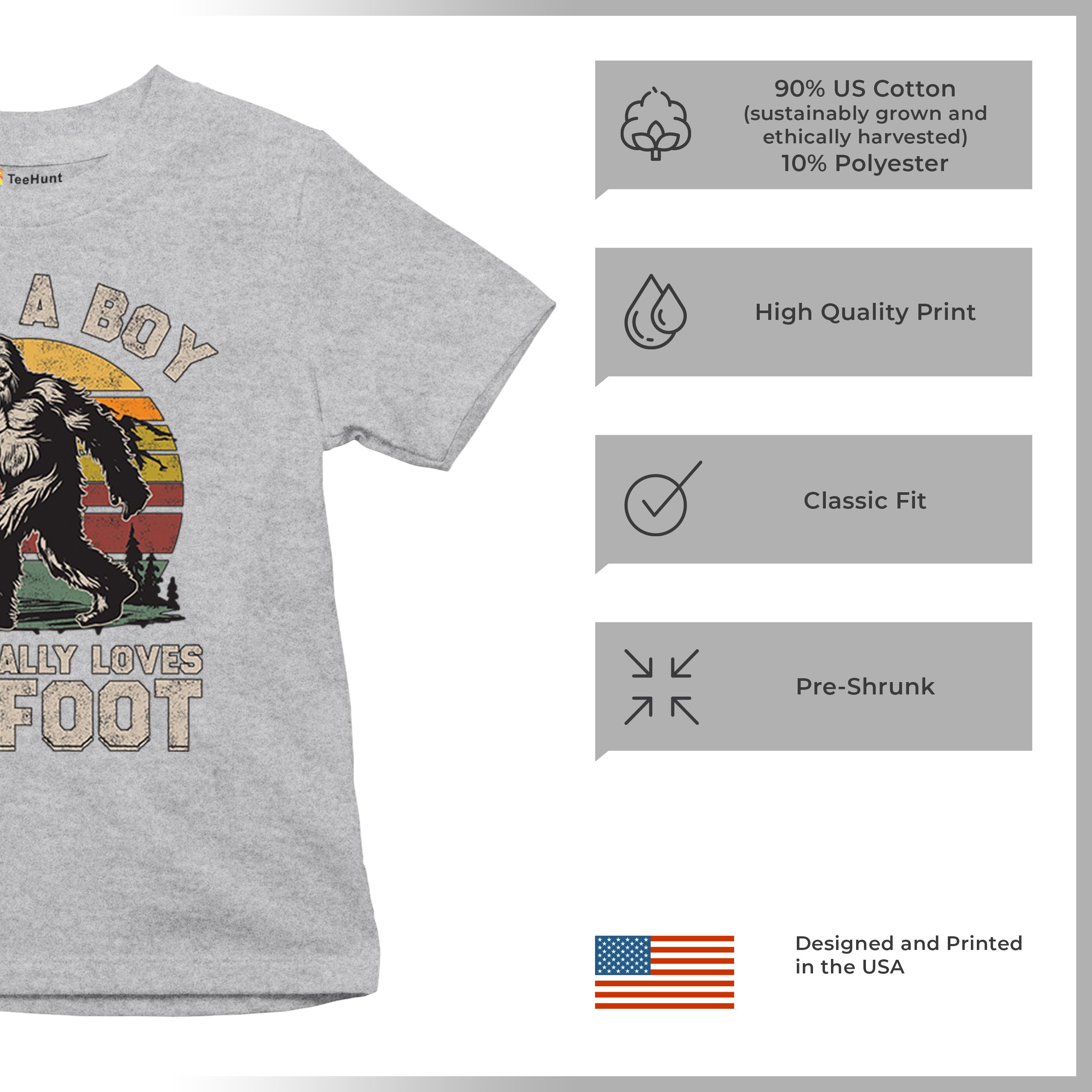 Just A Boy Who Really Loves Bigfoot Youth T-shirt Funny Vintage Sasquatch Kids - Picture 14 of 50