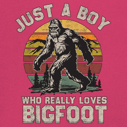 Just A Boy Who Really Loves Bigfoot Youth T-shirt Funny Vintage Sasquatch Kids - Picture 46 of 50