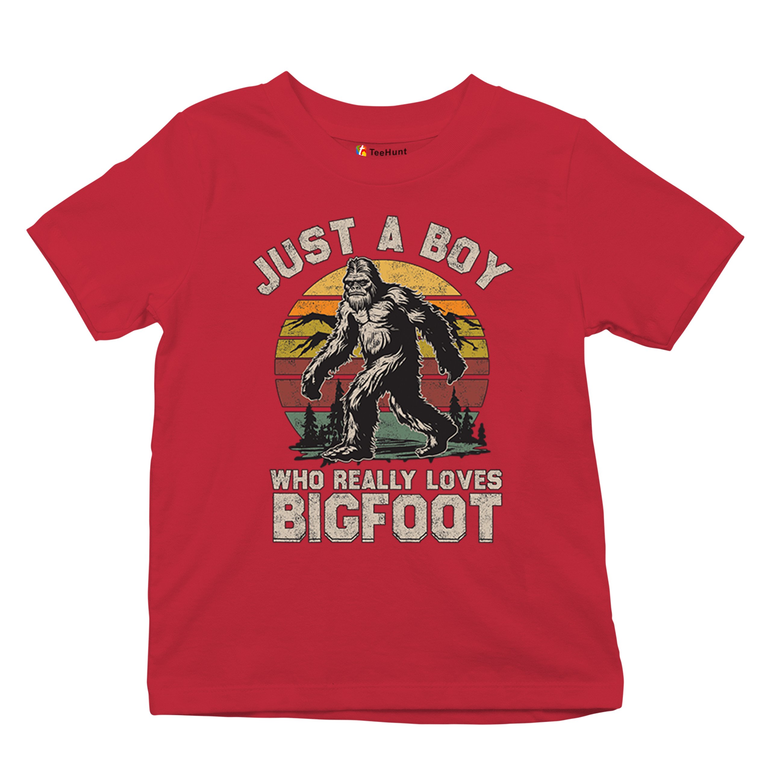 Just A Boy Who Really Loves Bigfoot Youth T-shirt Funny Vintage Sasquatch Kids - Picture 20 of 50