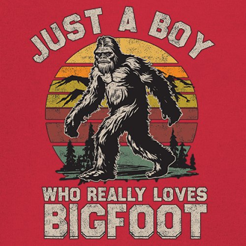 Just A Boy Who Really Loves Bigfoot Youth T-shirt Funny Vintage Sasquatch Kids - Picture 18 of 50
