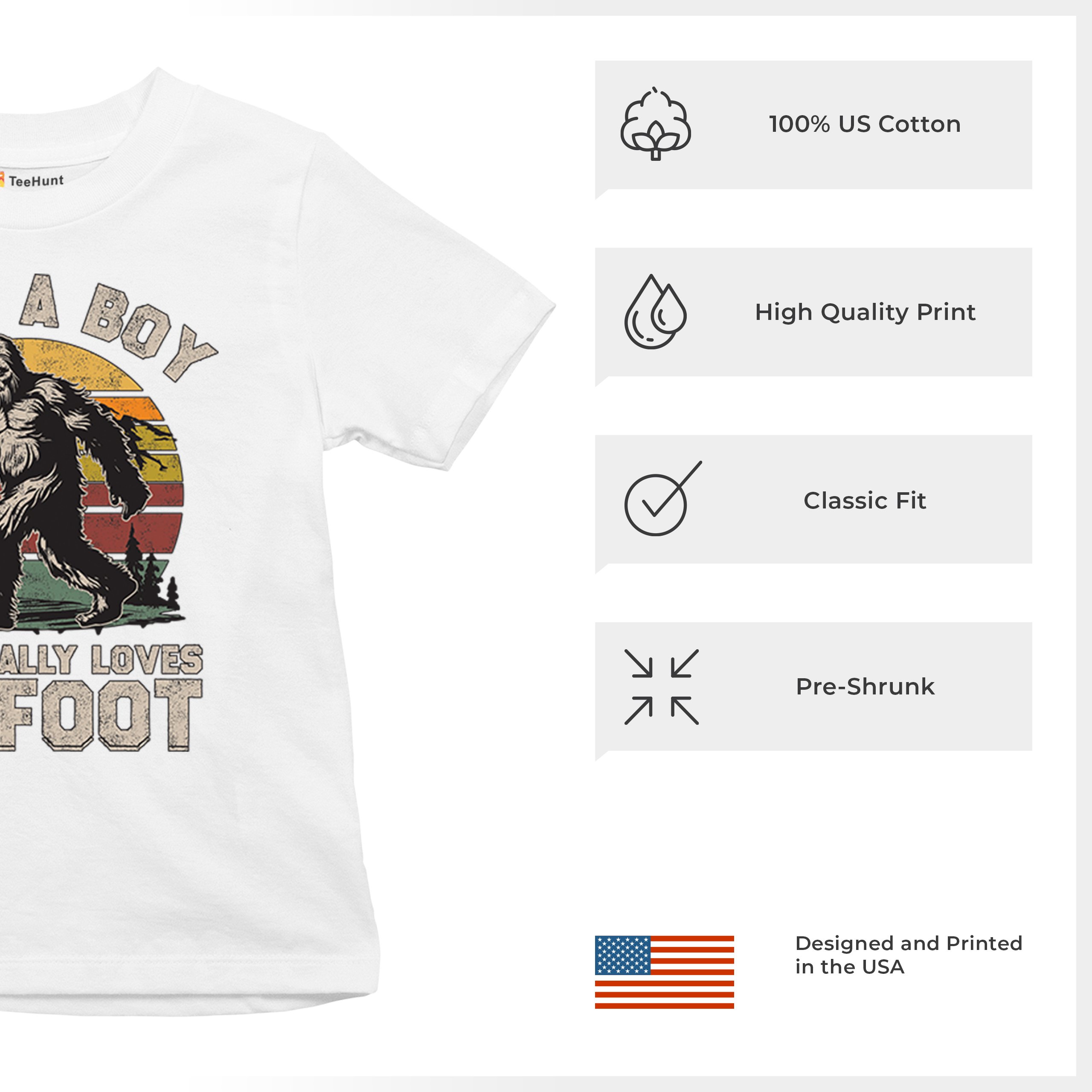 Just A Boy Who Really Loves Bigfoot Youth T-shirt Funny Vintage Sasquatch Kids - Picture 28 of 50