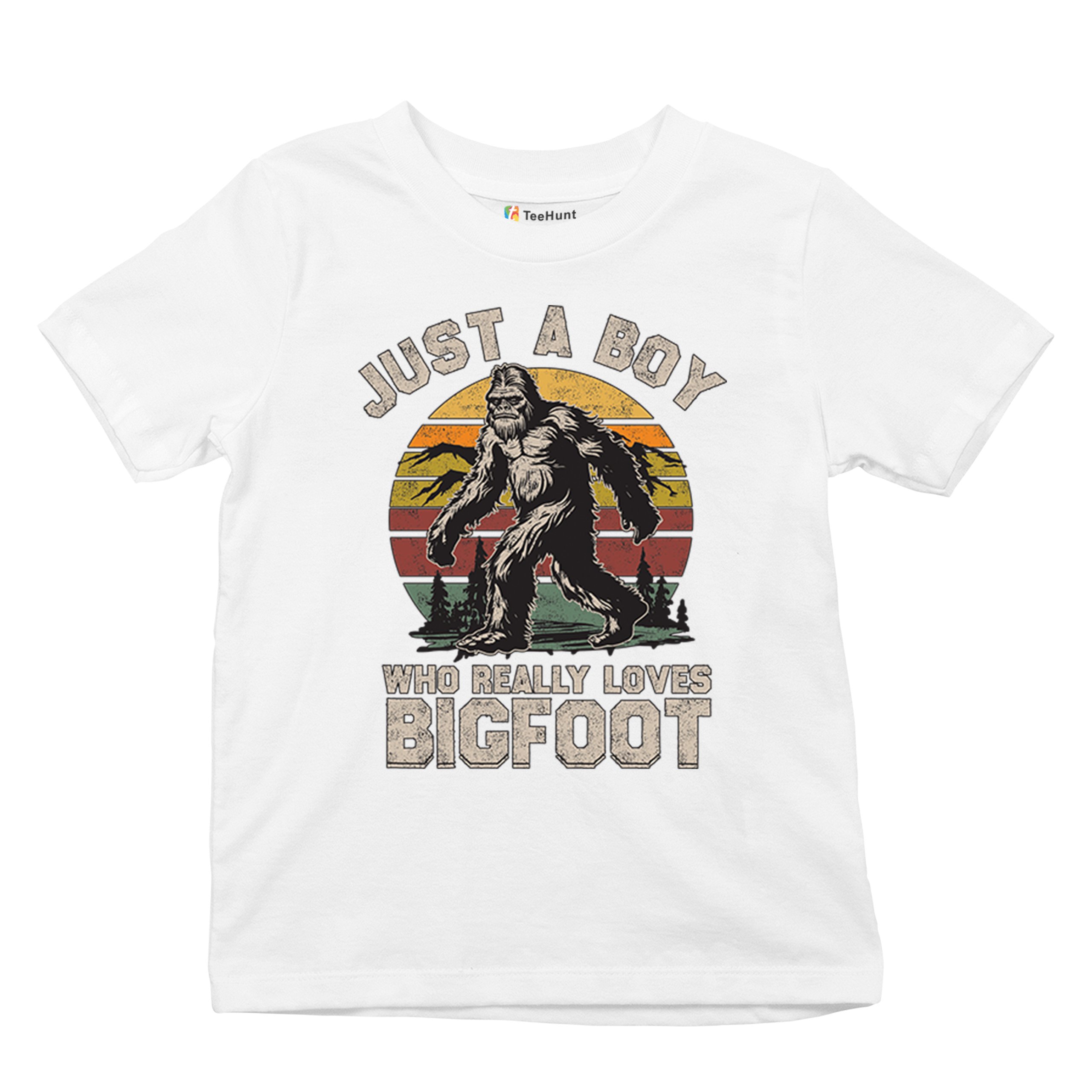 Just A Boy Who Really Loves Bigfoot Youth T-shirt Funny Vintage Sasquatch Kids - Picture 27 of 50