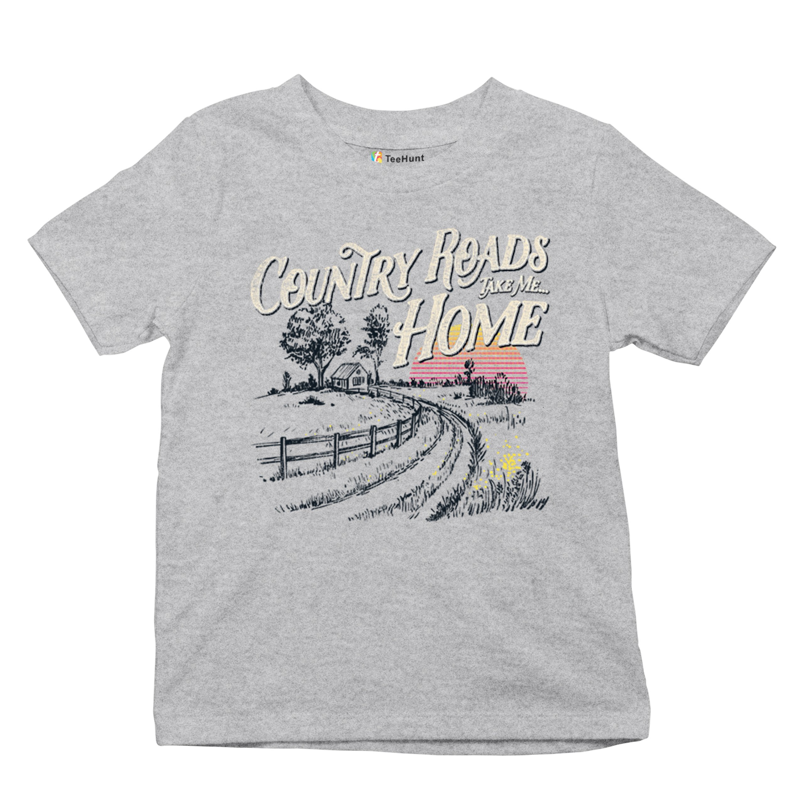 Country Roads Take Me Home Youth T-shirt Vintage Music Festival Sunset Kids - Picture 6 of 36