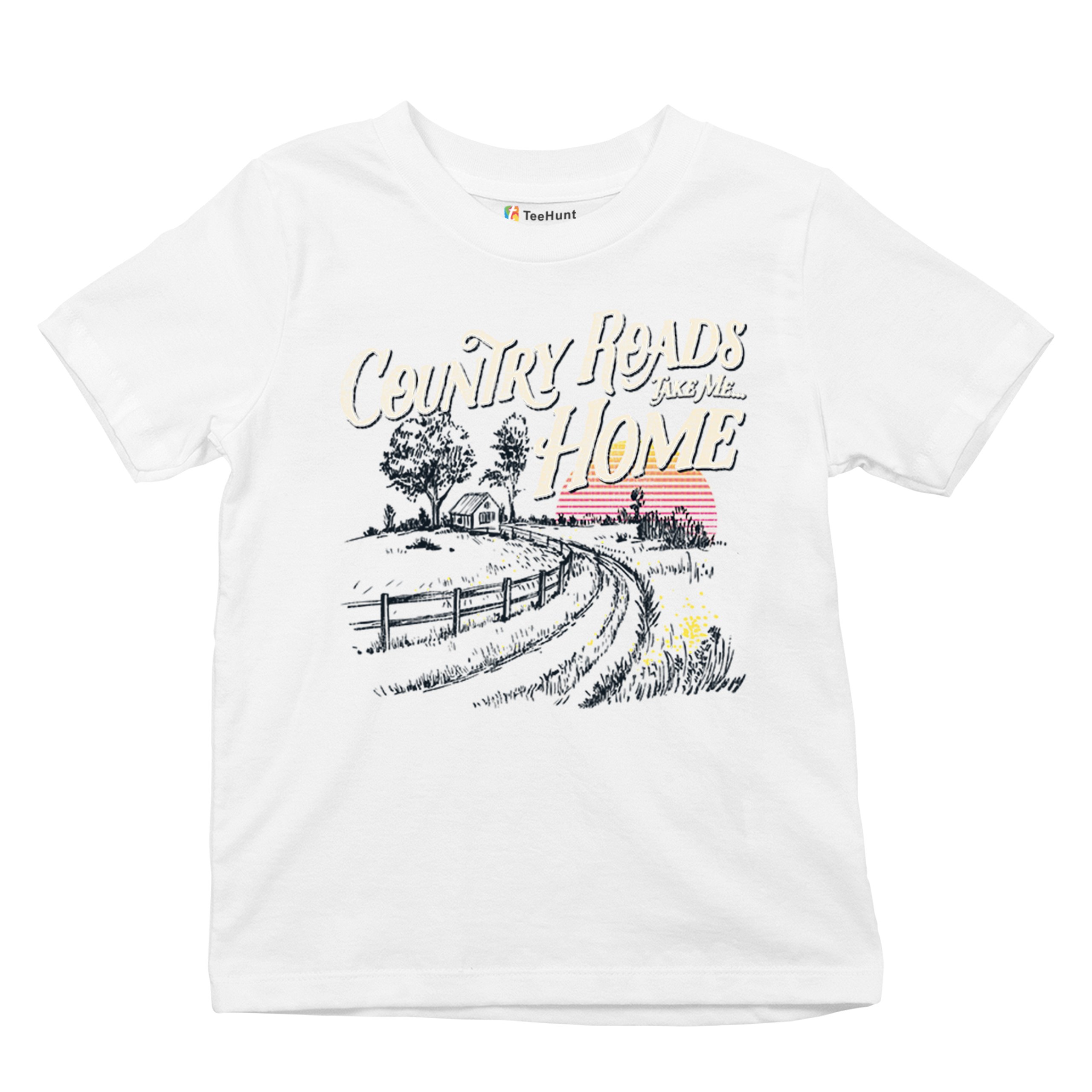 Country Roads Take Me Home Youth T-shirt Vintage Music Festival Sunset Kids - Picture 13 of 36