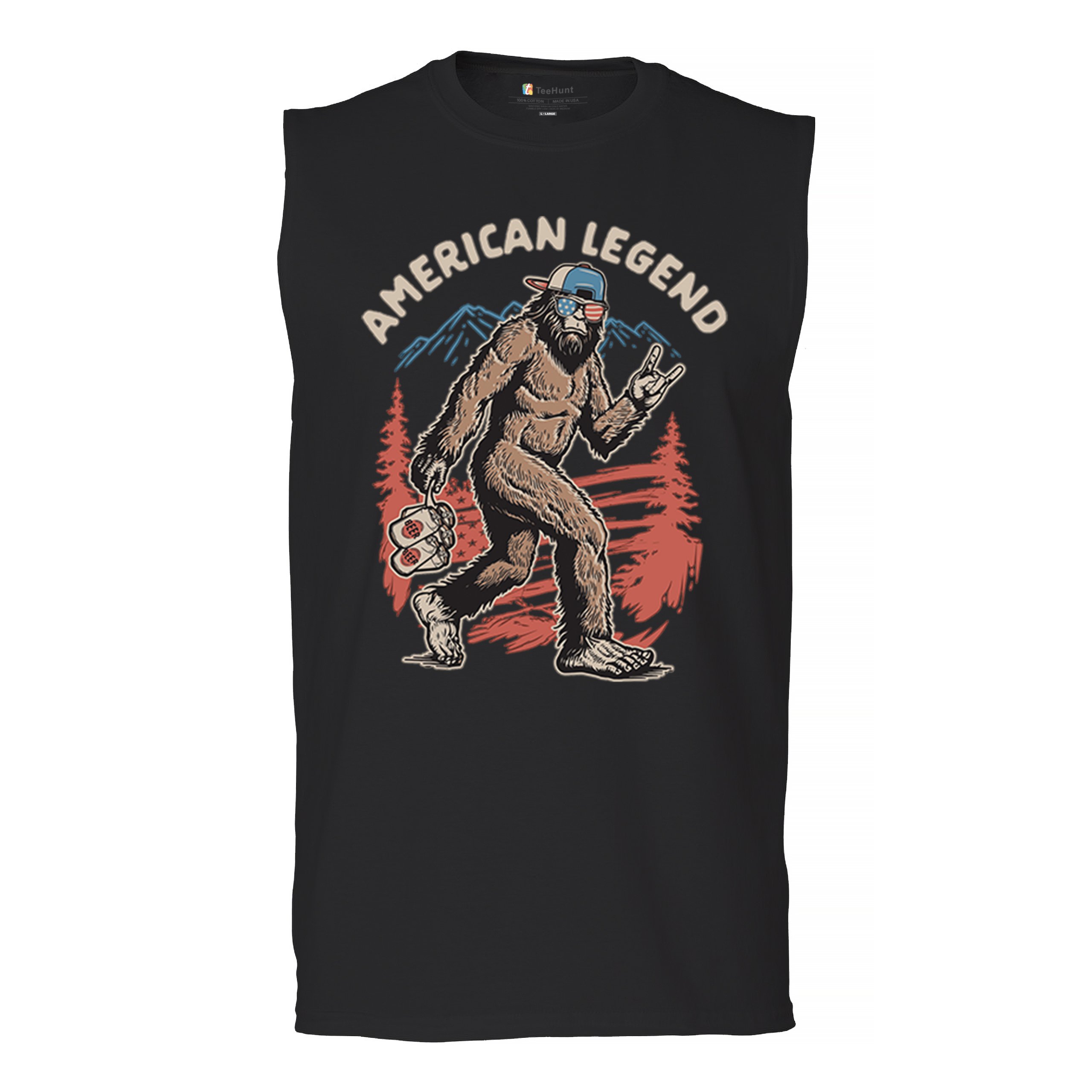American Legend Bigfoot Muscle Shirt Patriot Funny Sasquatch Fan 4 July Men&rsquo;s