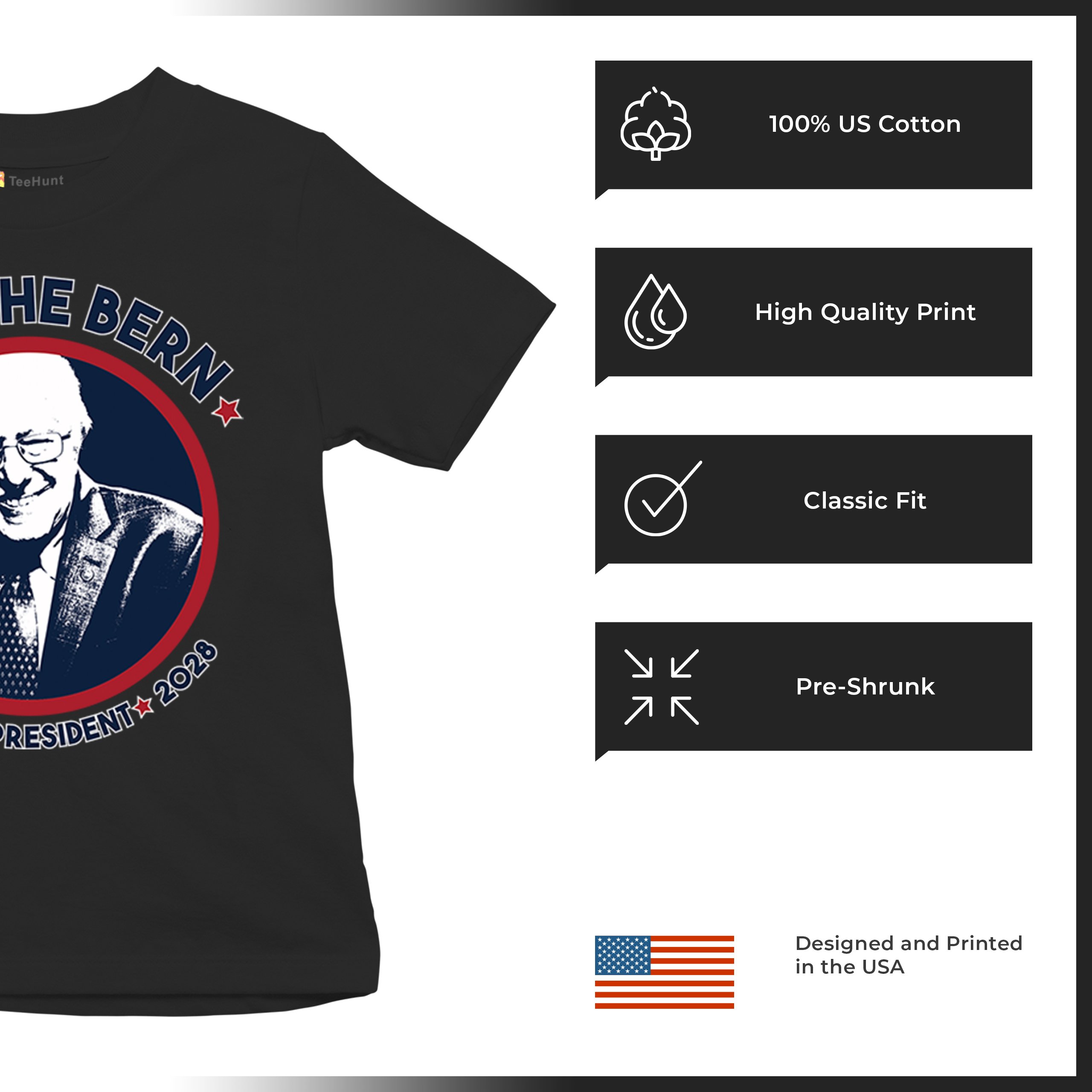 Feel The Bern 2028 Youth T-shirt Bernie Sanders For President Vote Kids - Picture 7 of 50