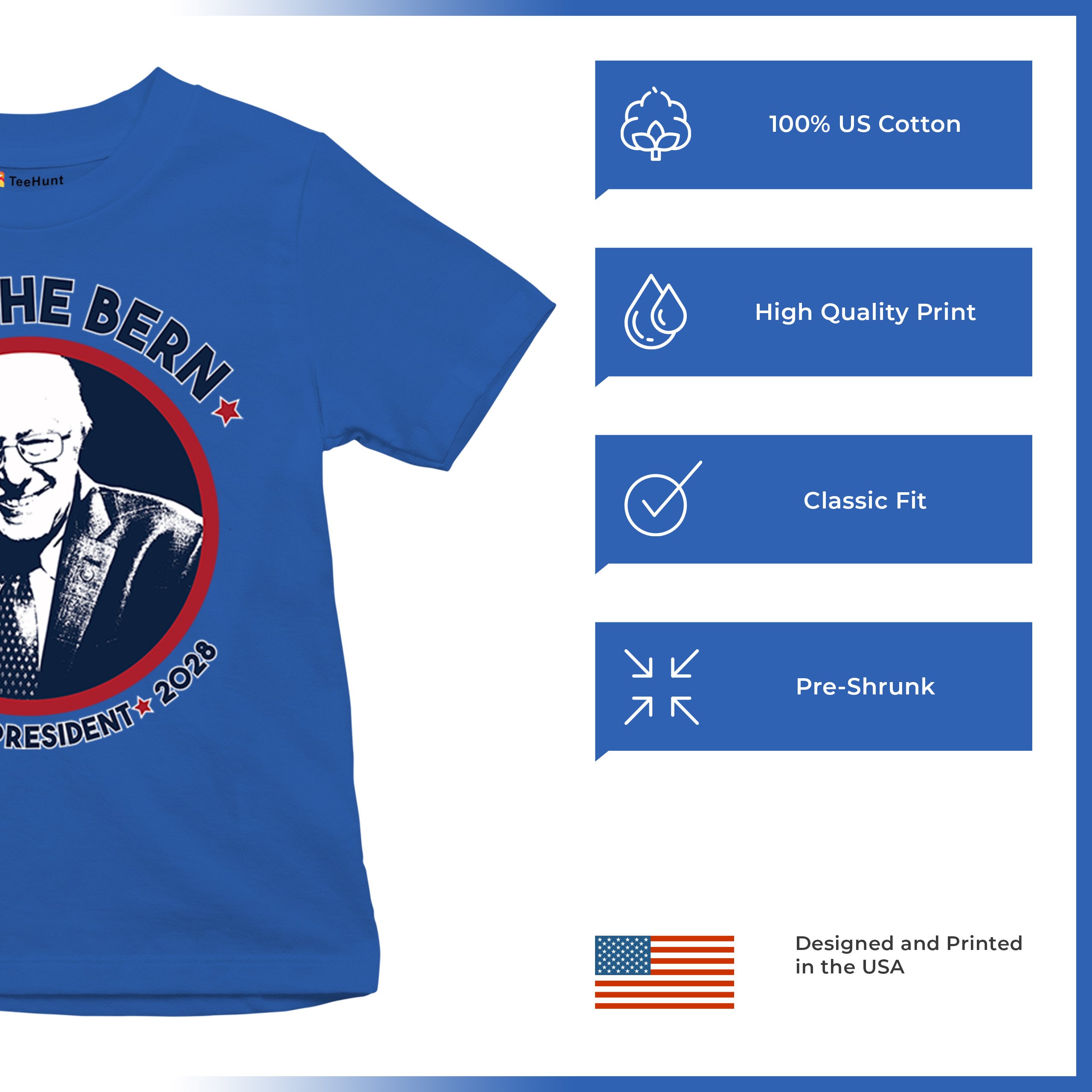 Feel The Bern 2028 Youth T-shirt Bernie Sanders For President Vote Kids - Picture 42 of 50
