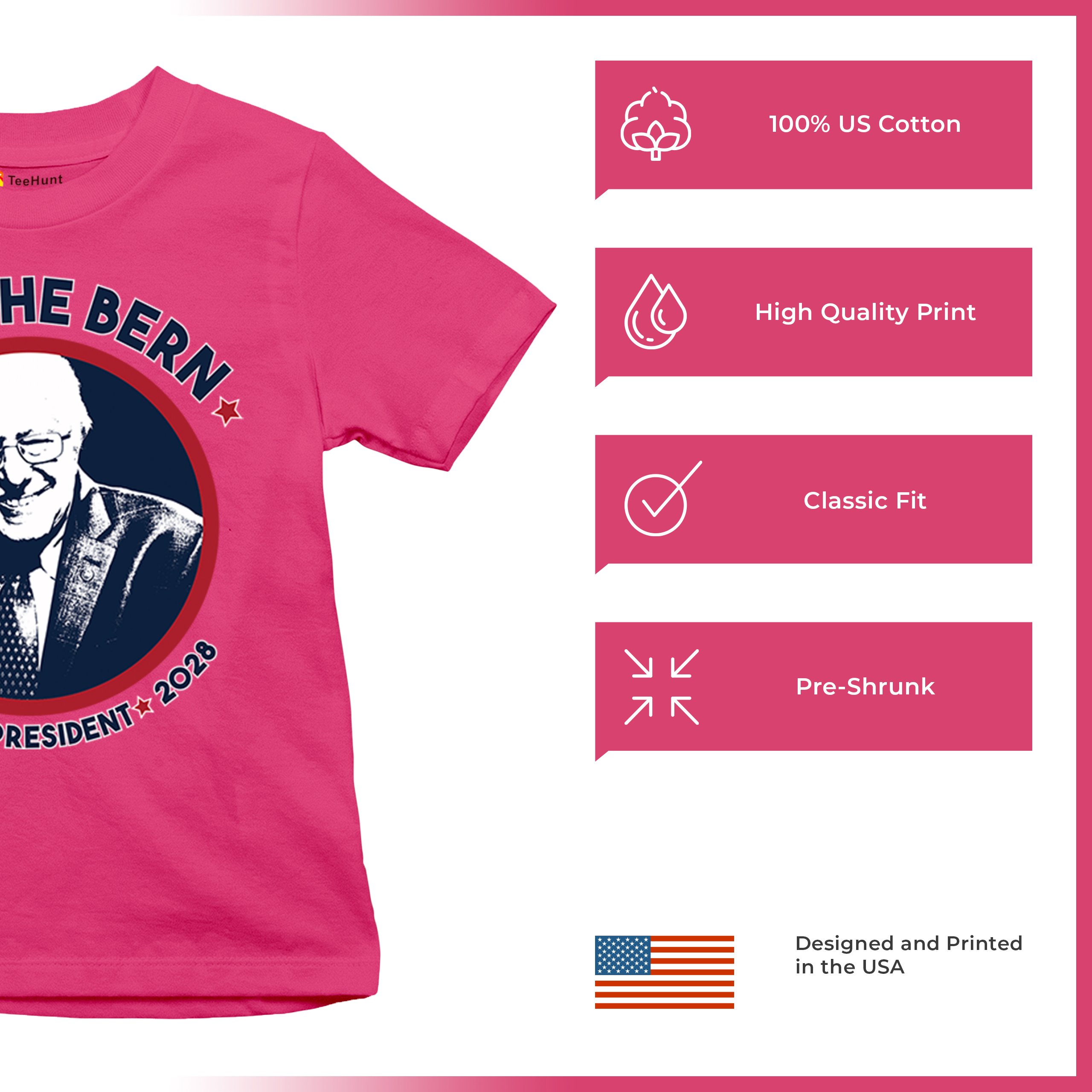 Feel The Bern 2028 Youth T-shirt Bernie Sanders For President Vote Kids - Picture 49 of 50