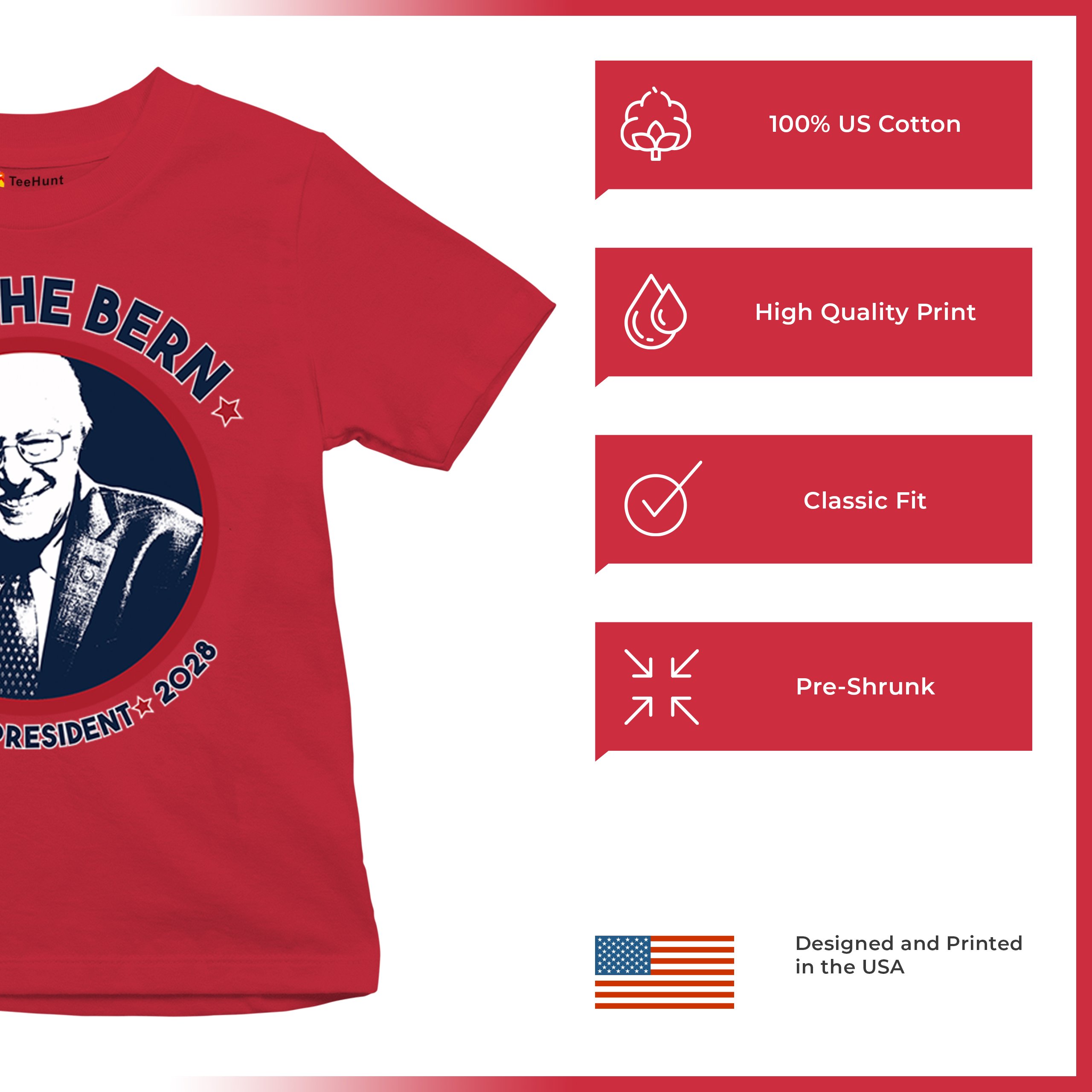 Feel The Bern 2028 Youth T-shirt Bernie Sanders For President Vote Kids - Picture 21 of 50