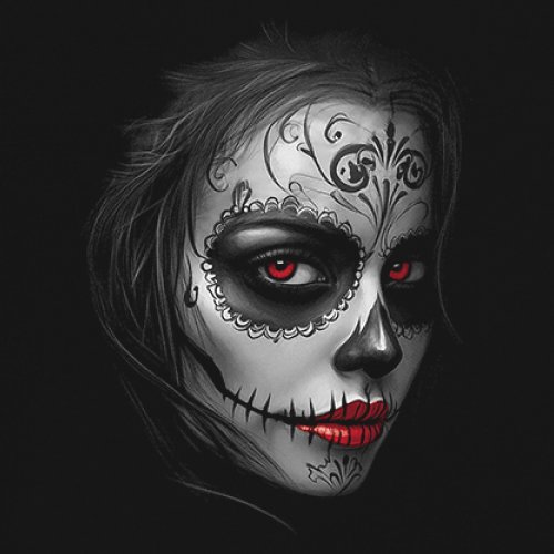 Sugar Skull Portrait Youth T-shirt Gothic Beauty Red Lips Day of the Dead Kids - Picture 4 of 50