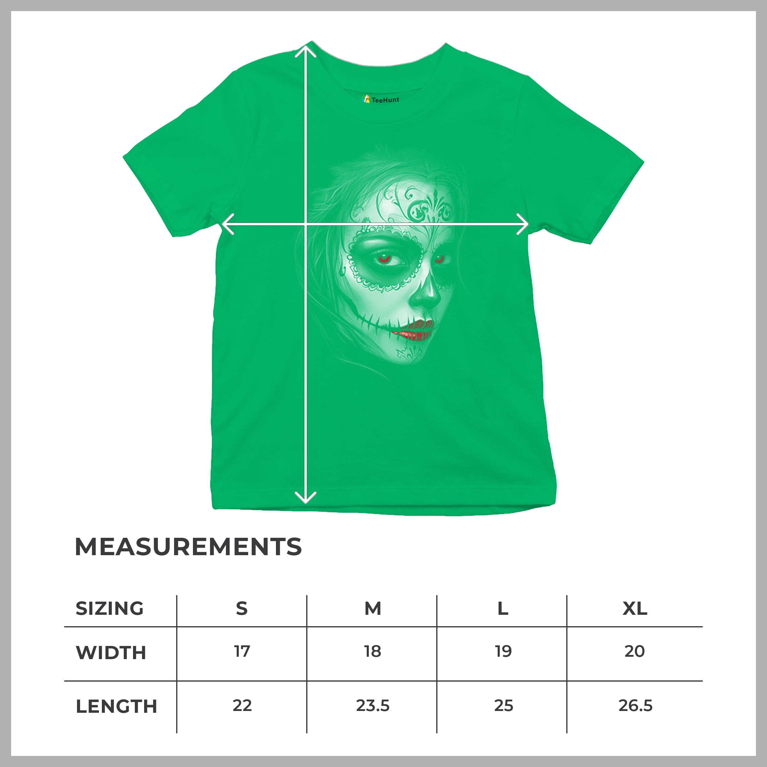 Sugar Skull Portrait Youth T-shirt Gothic Beauty Red Lips Day of the Dead Kids - Picture 36 of 50