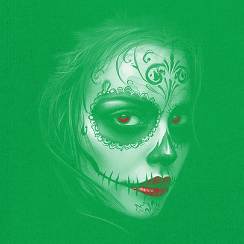 Sugar Skull Portrait Youth T-shirt Gothic Beauty Red Lips Day of the Dead Kids - Picture 32 of 50