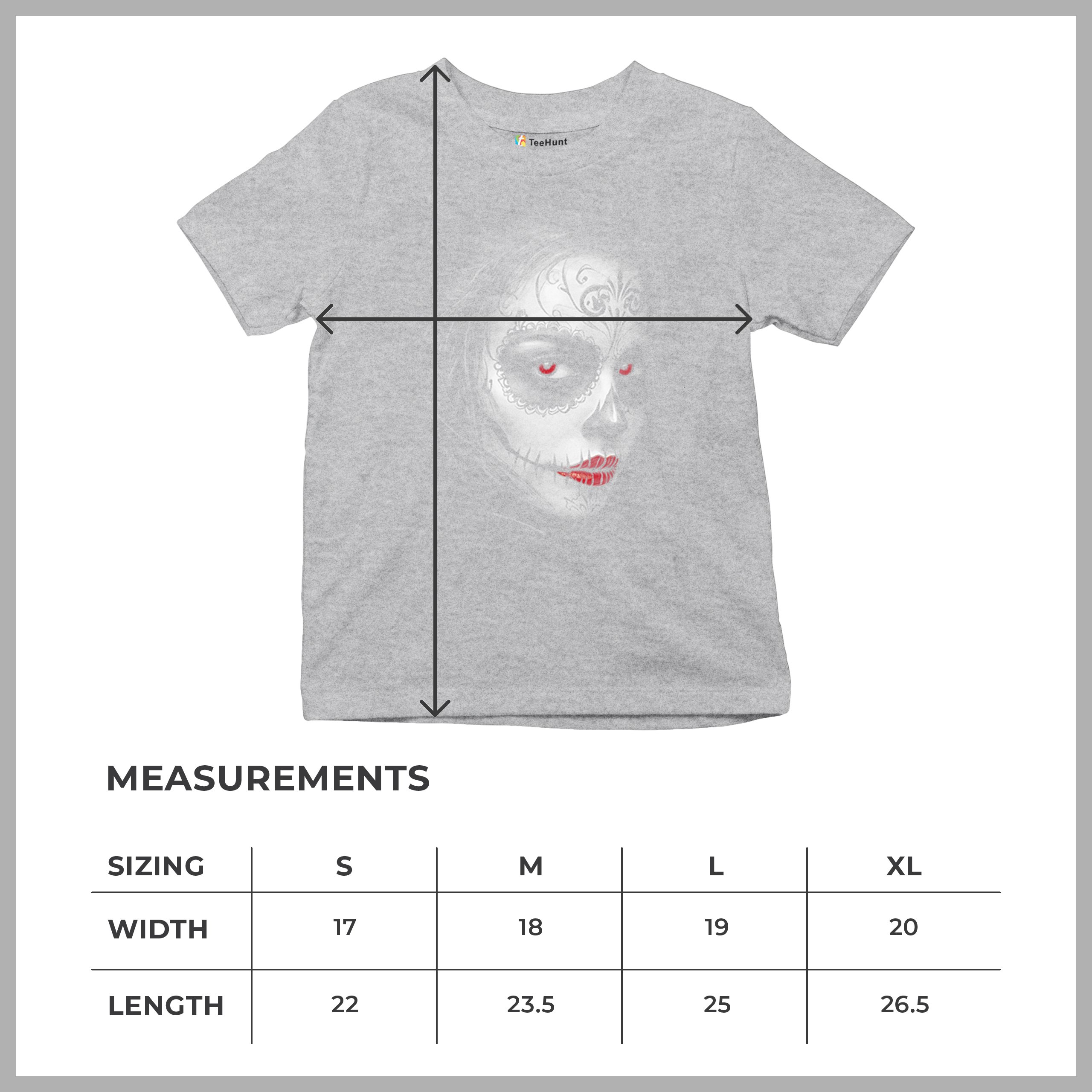 Sugar Skull Portrait Youth T-shirt Gothic Beauty Red Lips Day of the Dead Kids - Picture 15 of 50