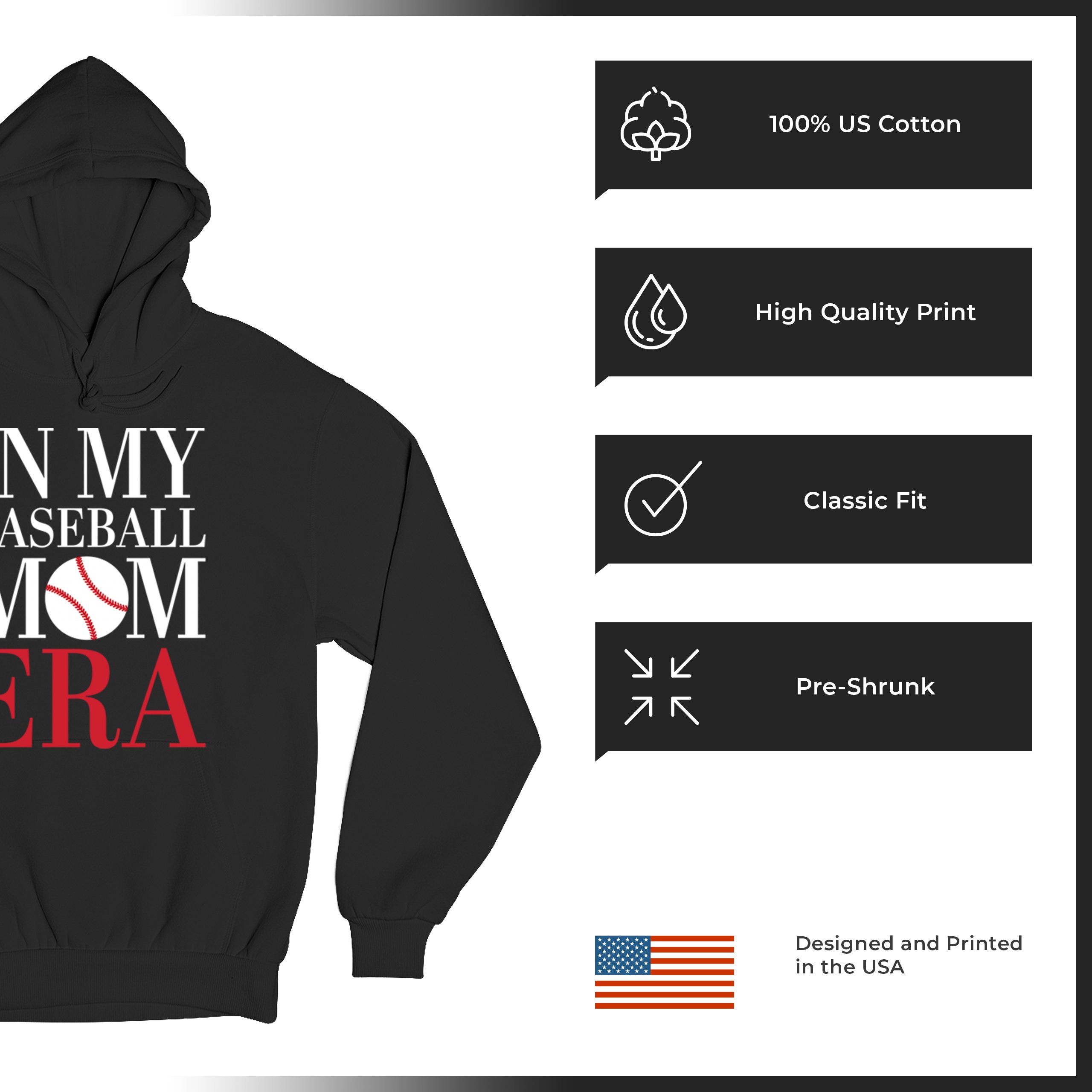 In My Baseball Mom Era Sweatshirt Funny Mom of Boys Best Team Mother Hoodie - Picture 7 of 29