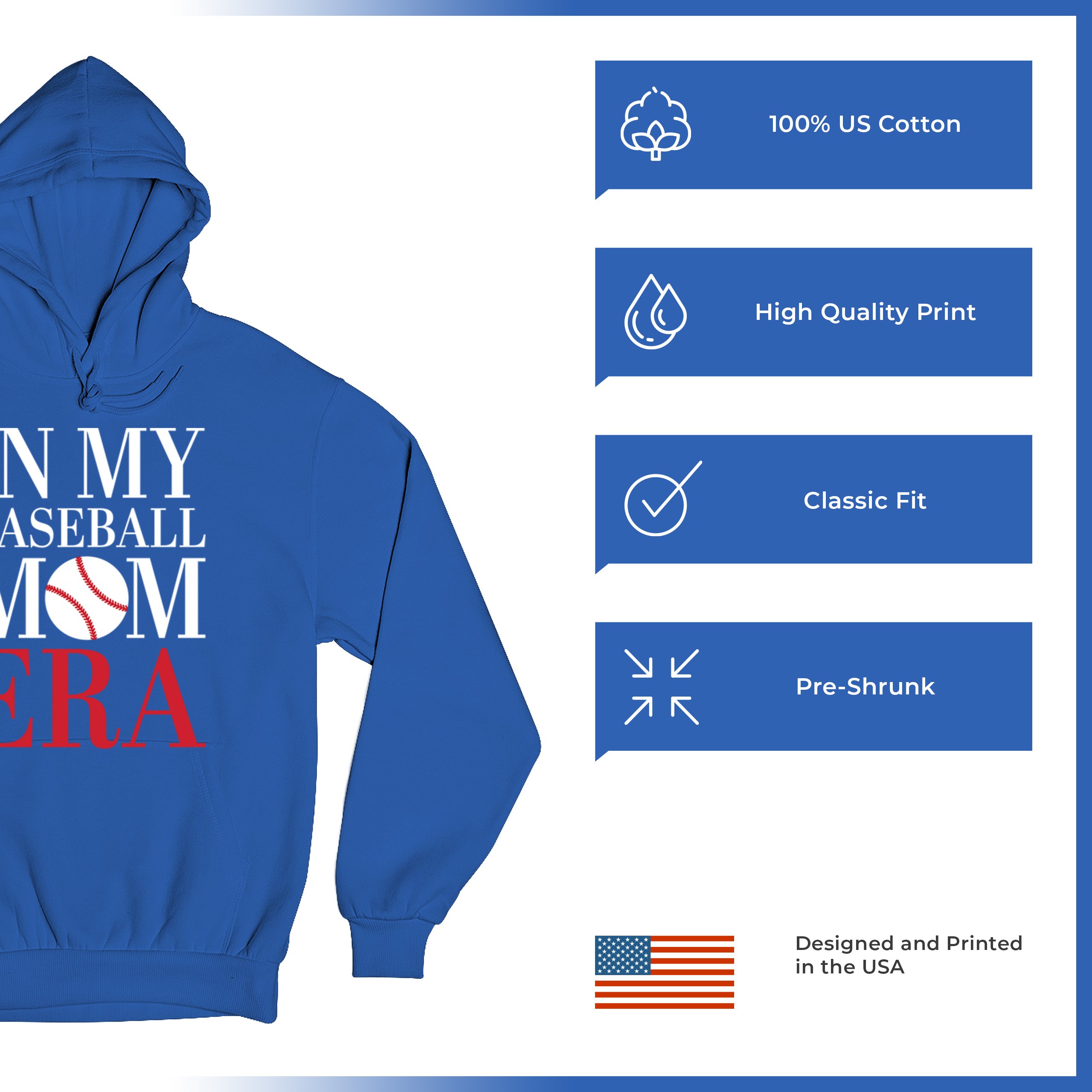 In My Baseball Mom Era Sweatshirt Funny Mom of Boys Best Team Mother Hoodie - Picture 21 of 29
