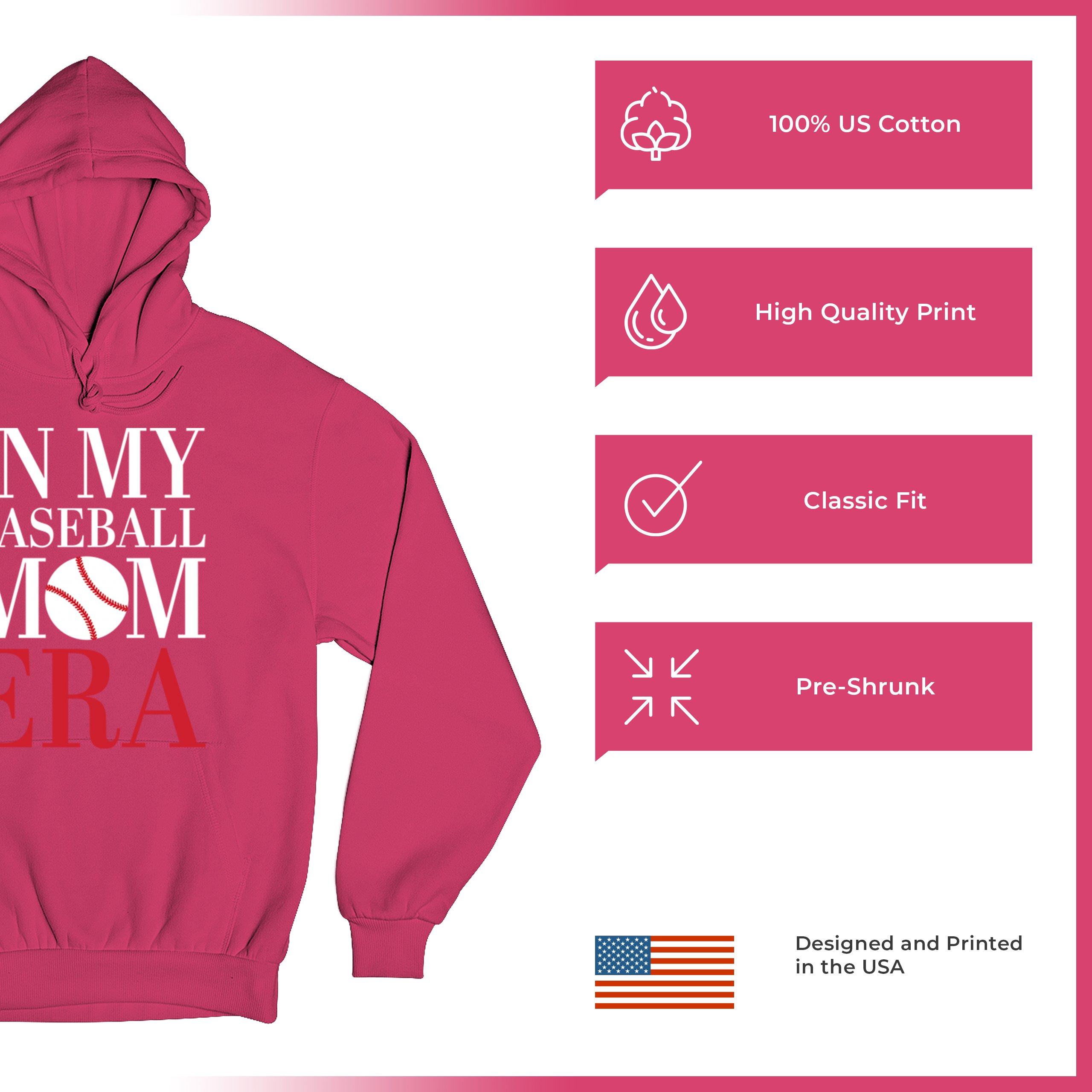 In My Baseball Mom Era Sweatshirt Funny Mom of Boys Best Team Mother Hoodie - Picture 28 of 29