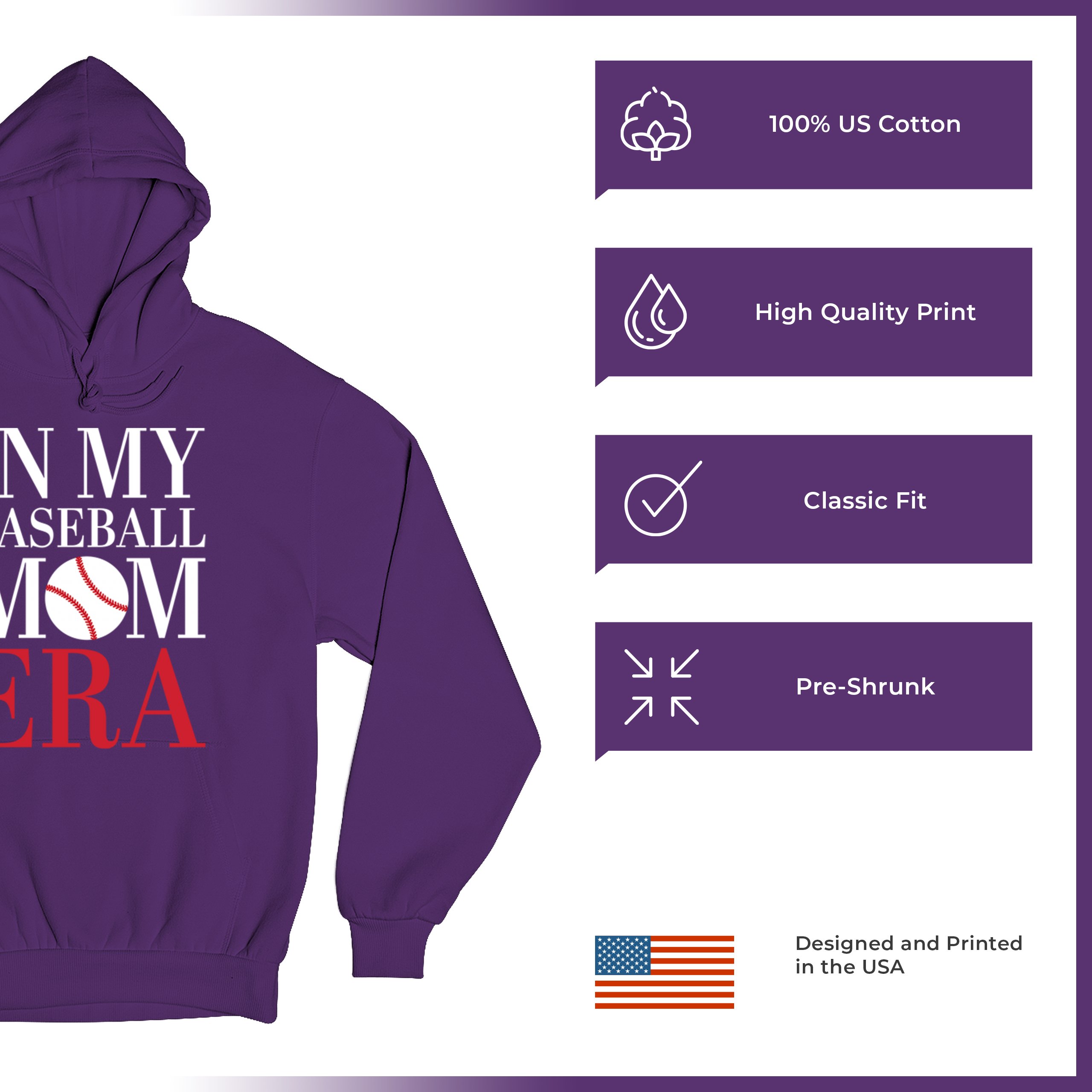 In My Baseball Mom Era Sweatshirt Funny Mom of Boys Best Team Mother Hoodie - Picture 14 of 29