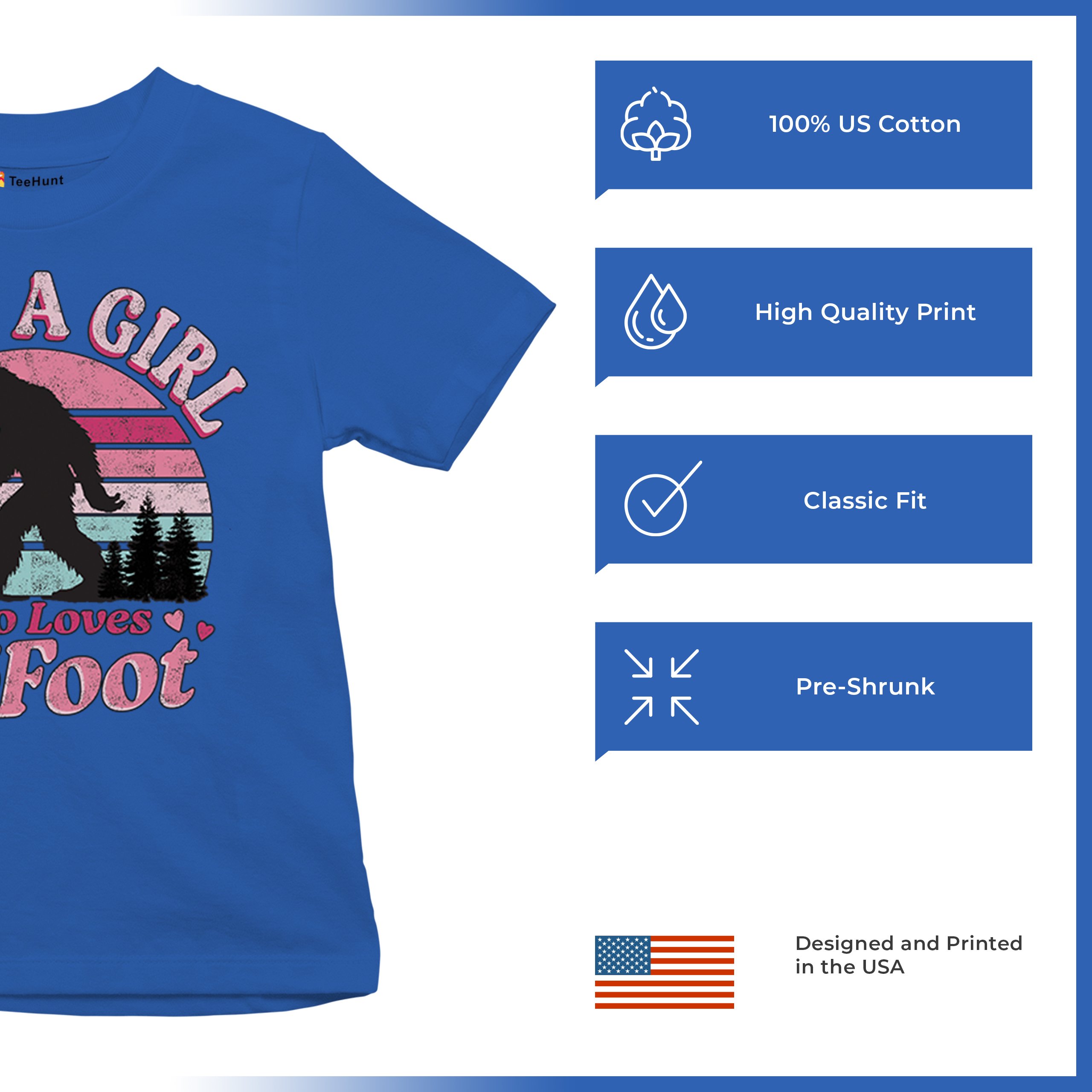 Girl Who Loves Bigfoot Youth T-shirt Sasquatch Cute Gift Vintage Sunset Kids - Picture 42 of 50