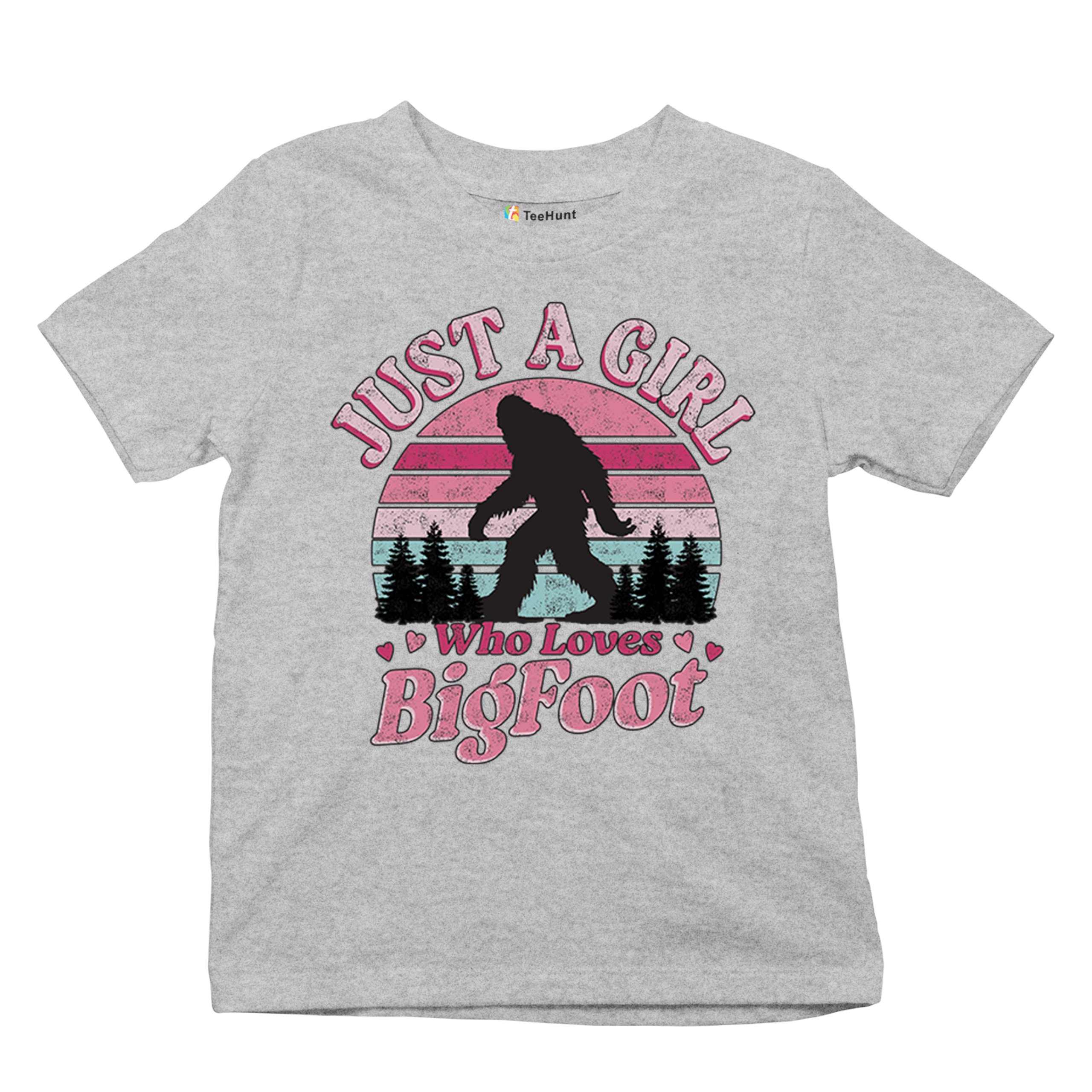 Girl Who Loves Bigfoot Youth T-shirt Sasquatch Cute Gift Vintage Sunset Kids - Picture 13 of 50
