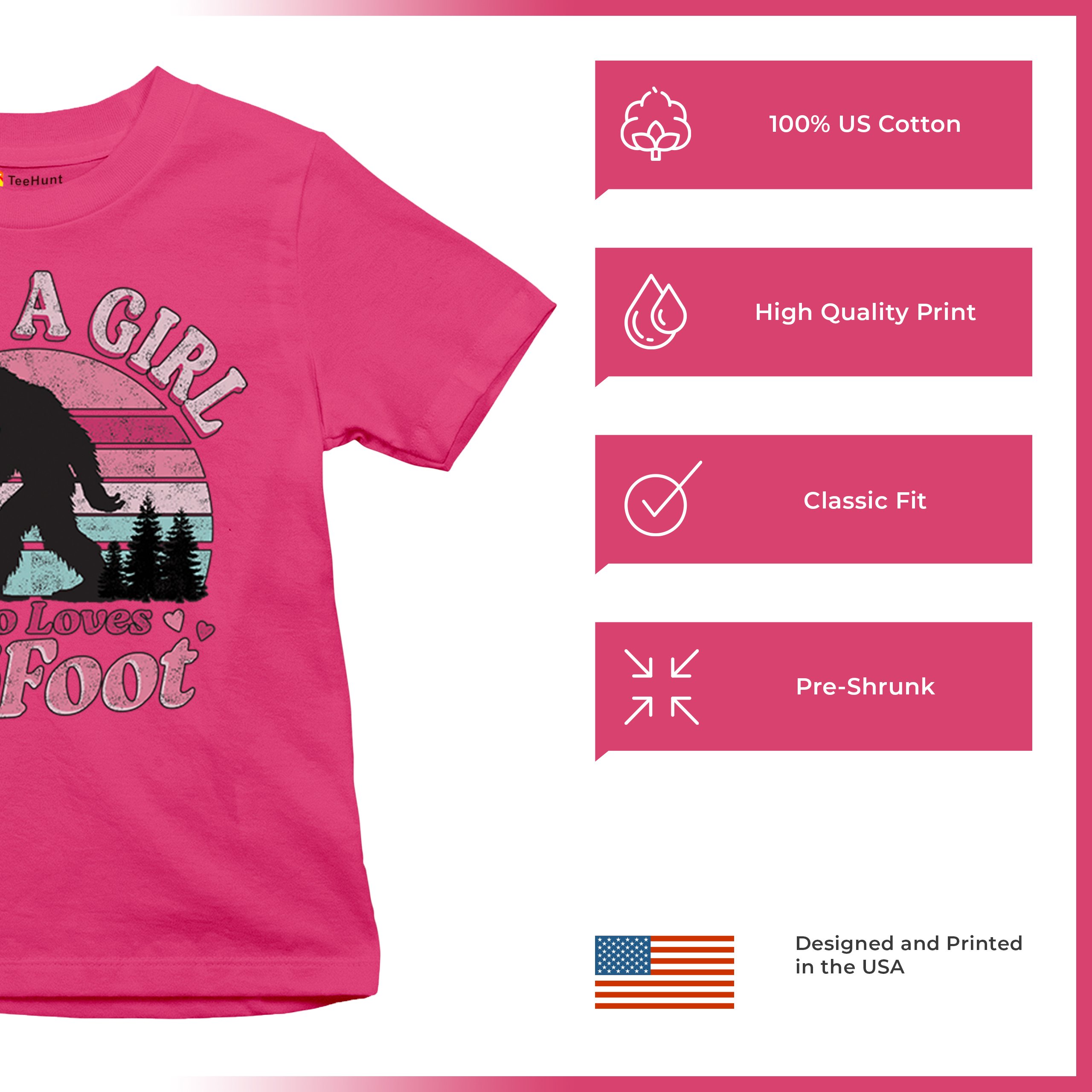 Girl Who Loves Bigfoot Youth T-shirt Sasquatch Cute Gift Vintage Sunset Kids - Picture 49 of 50