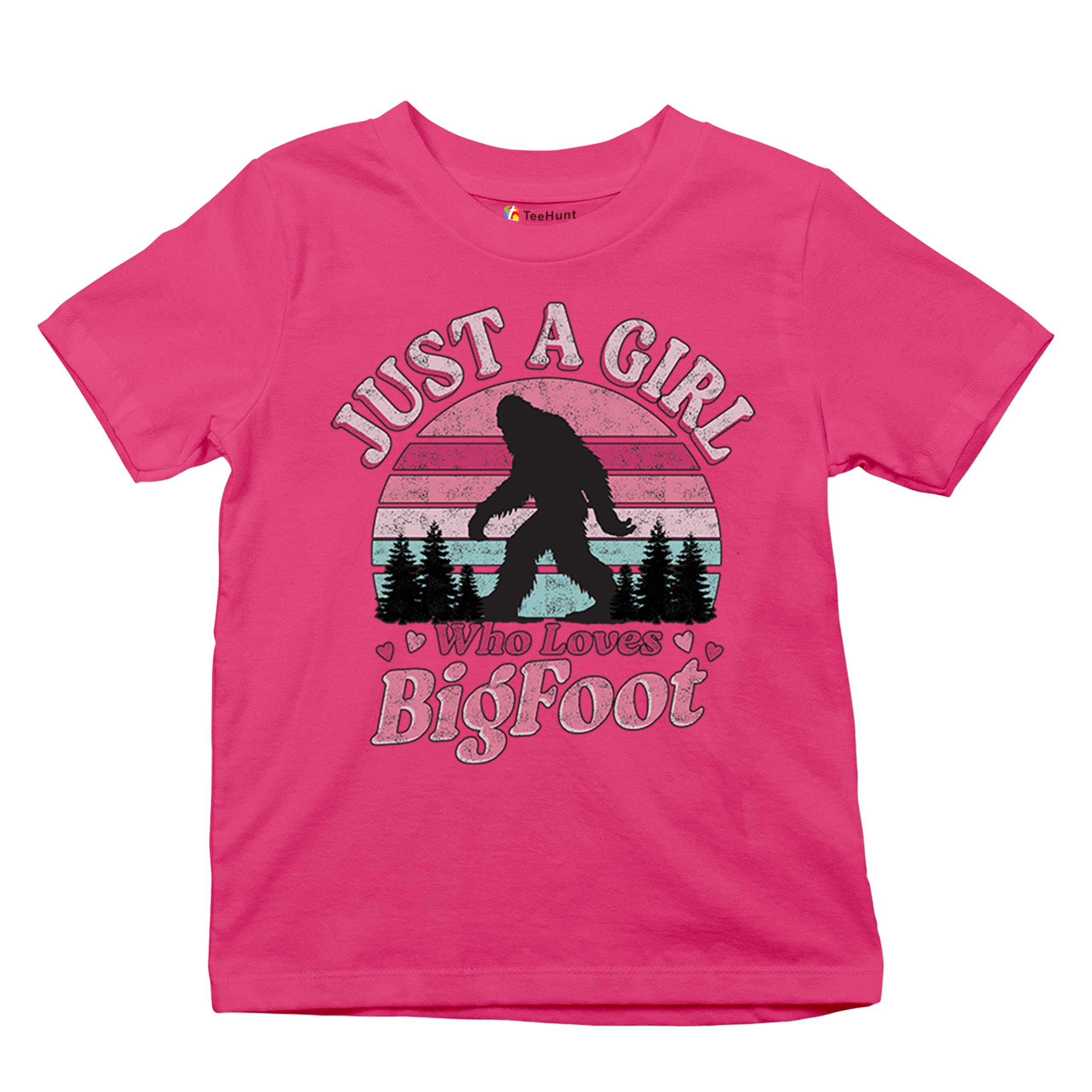 Girl Who Loves Bigfoot Youth T-shirt Sasquatch Cute Gift Vintage Sunset Kids - Picture 48 of 50