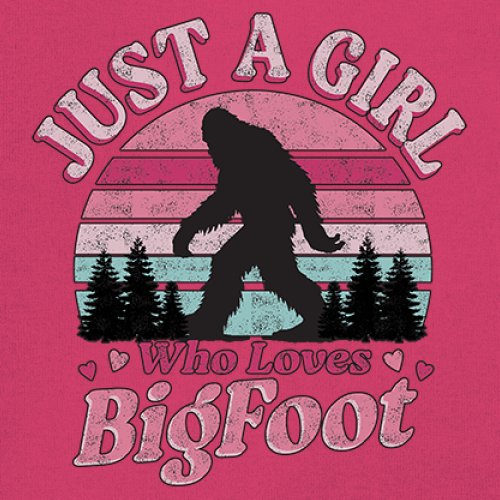 Girl Who Loves Bigfoot Youth T-shirt Sasquatch Cute Gift Vintage Sunset Kids - Picture 46 of 50