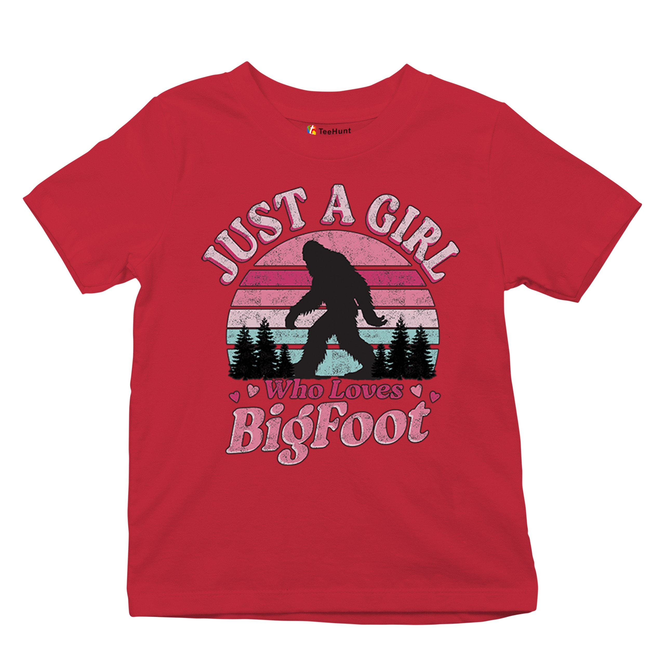 Girl Who Loves Bigfoot Youth T-shirt Sasquatch Cute Gift Vintage Sunset Kids - Picture 20 of 50