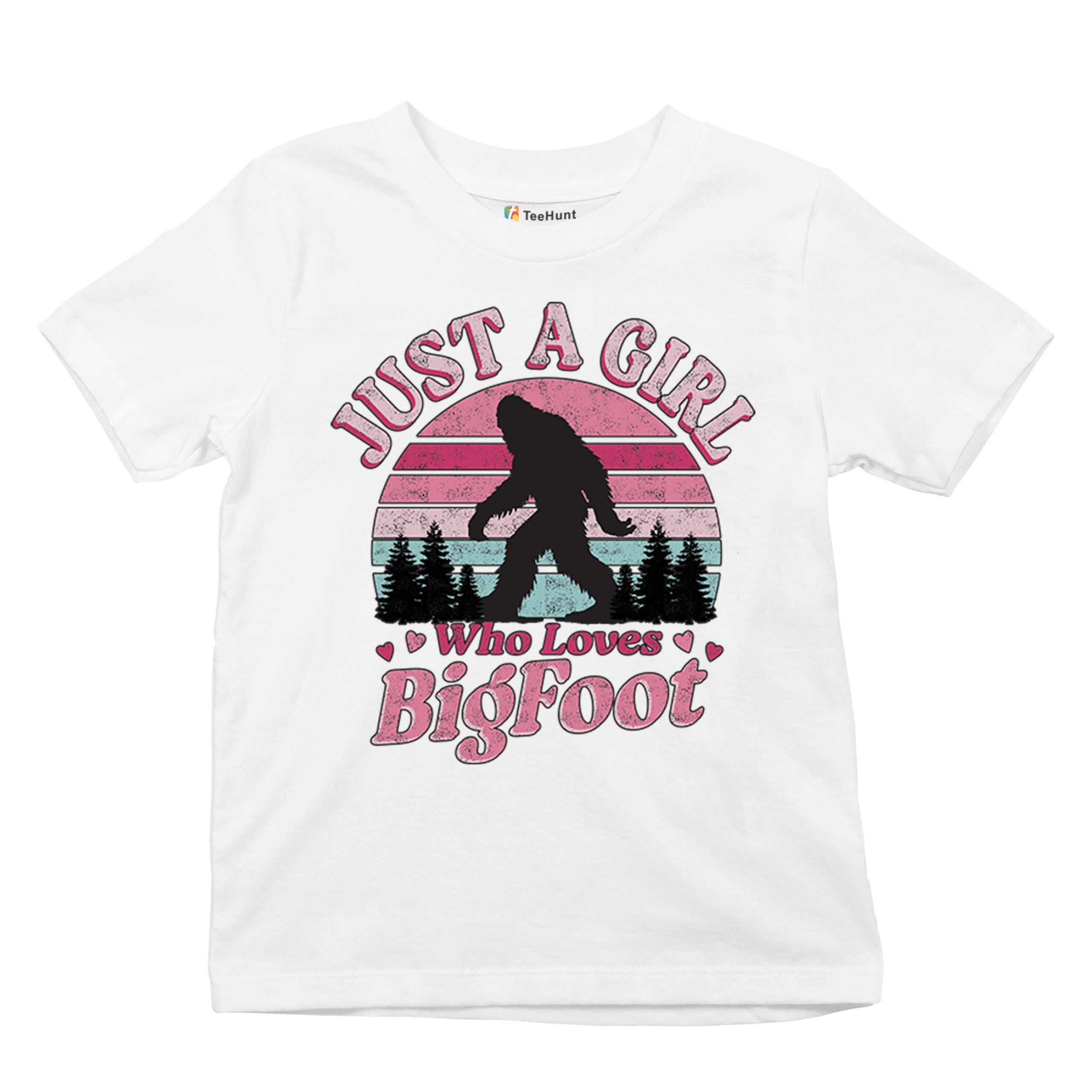 Girl Who Loves Bigfoot Youth T-shirt Sasquatch Cute Gift Vintage Sunset Kids - Picture 27 of 50