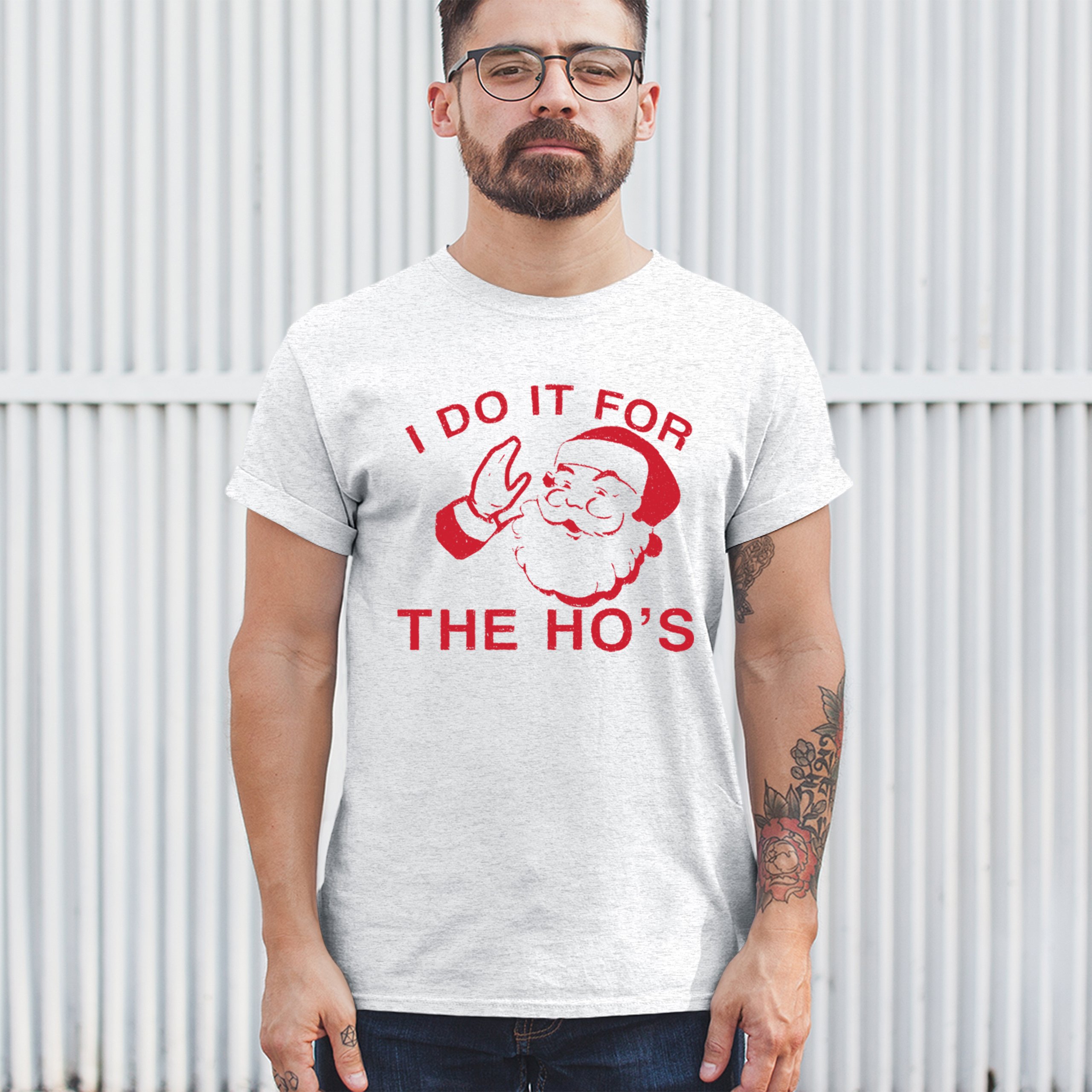 I Do It For The Ho's Funny Christmas T-shirt Santa Xmas Ugly Humor Men's Tee - Picture 19 of 29