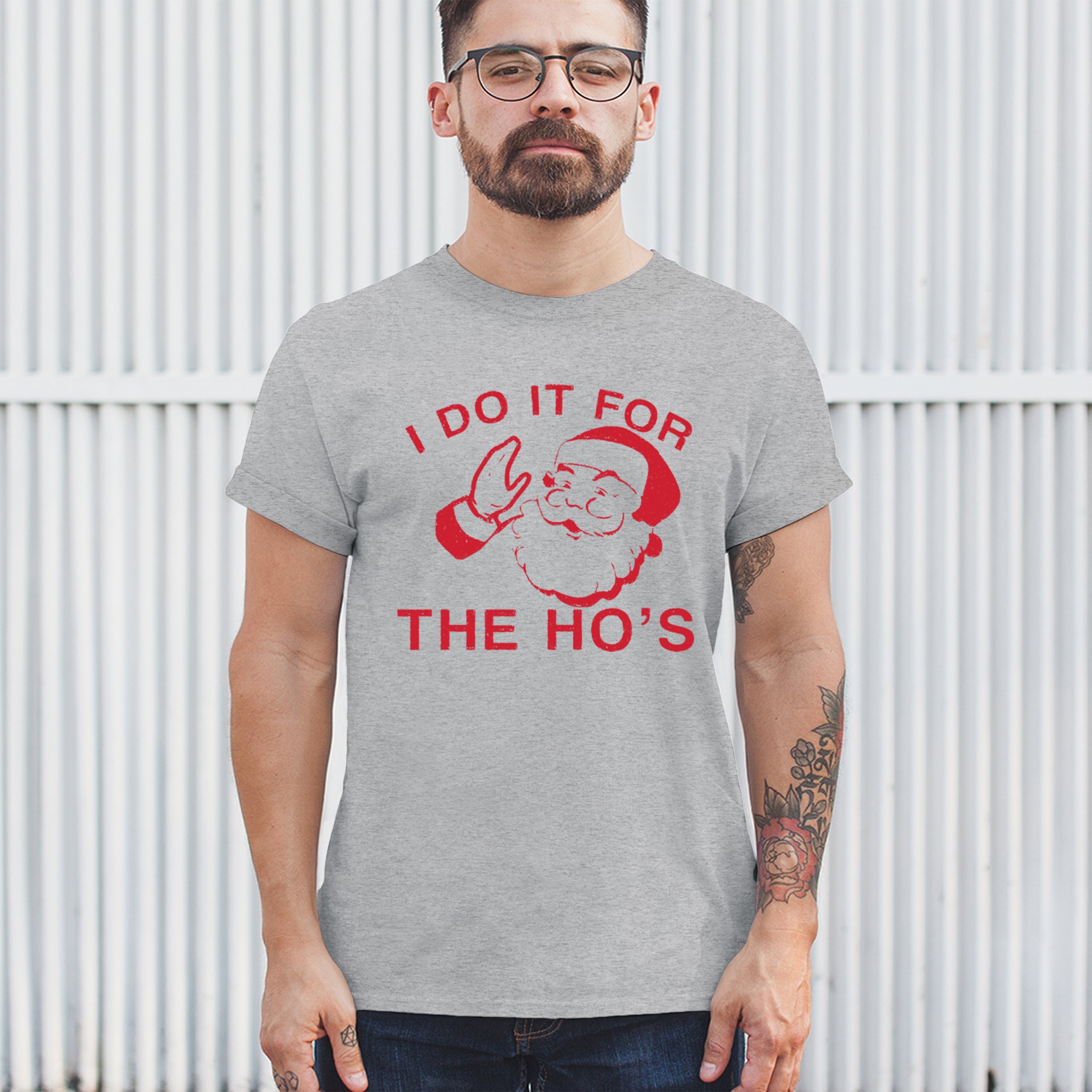 I Do It For The Ho's Funny Christmas T-shirt Santa Xmas Ugly Humor Men's Tee - Picture 12 of 29