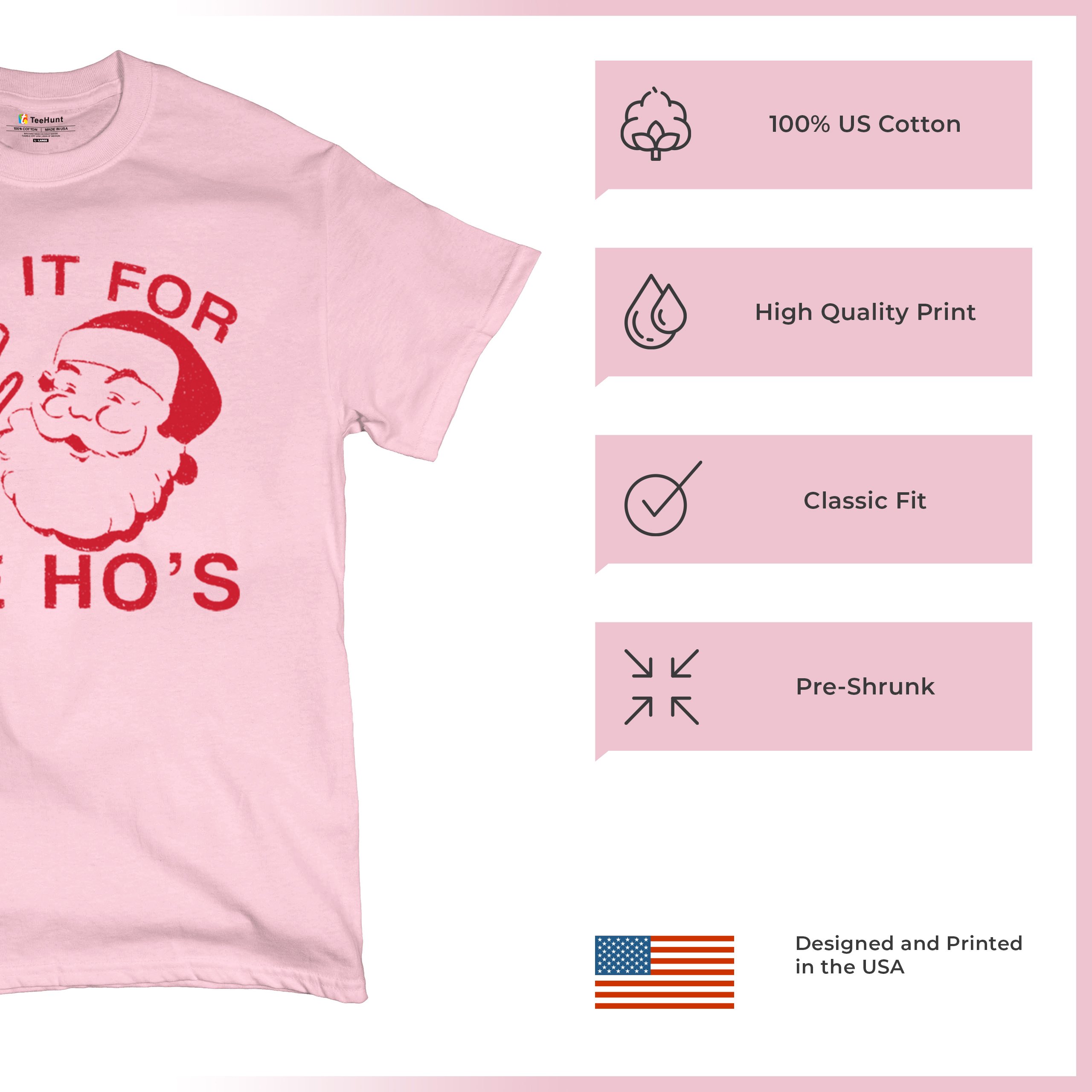 I Do It For The Ho's Funny Christmas T-shirt Santa Xmas Ugly Humor Men's Tee - Picture 28 of 29