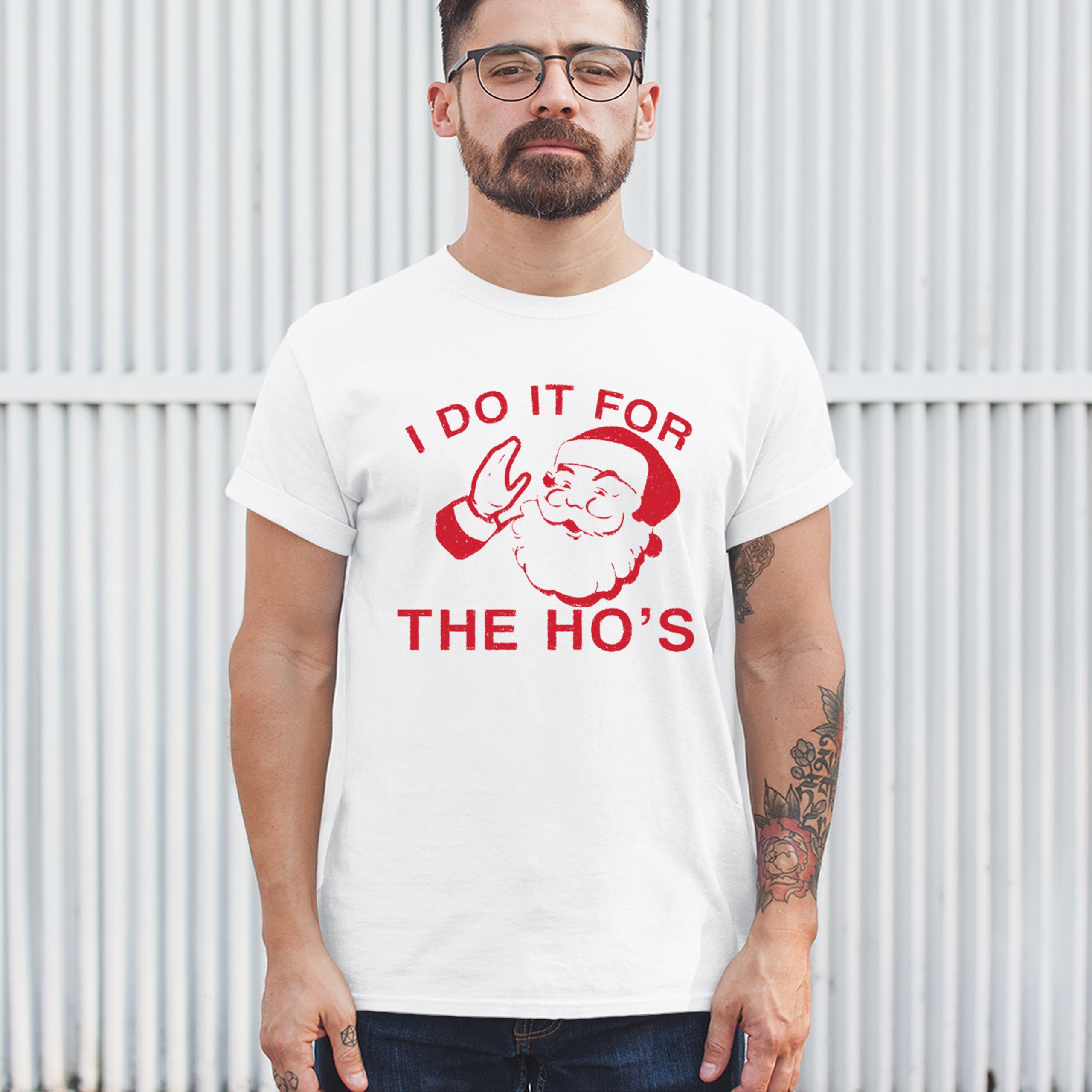 I Do It For The Ho's Funny Christmas T-shirt Santa Xmas Ugly Humor Men's Tee - Picture 5 of 29