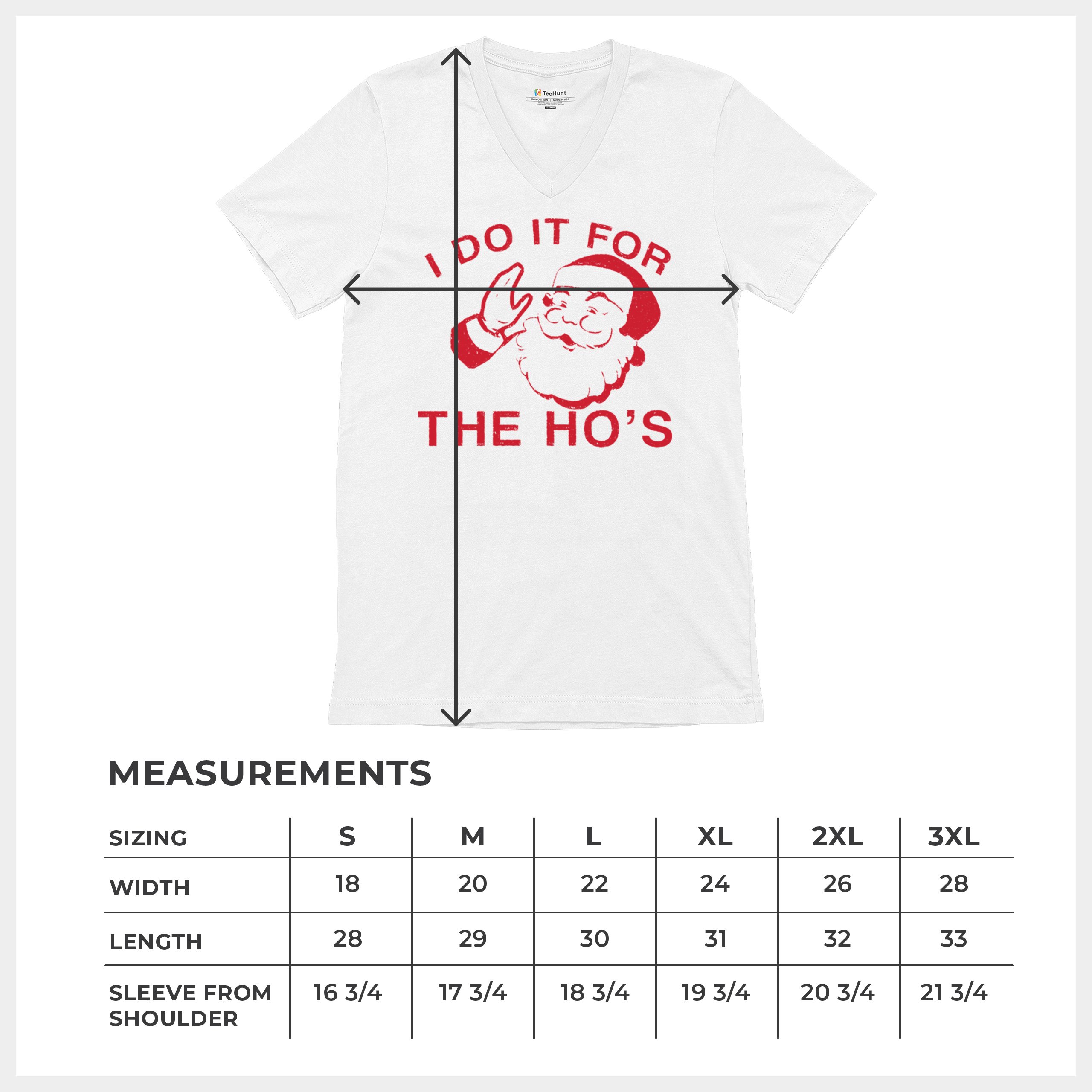 I Do It For The Ho's Funny Christmas V-Neck T-shirt Santa Xmas Ugly Humor Tee - Picture 8 of 8