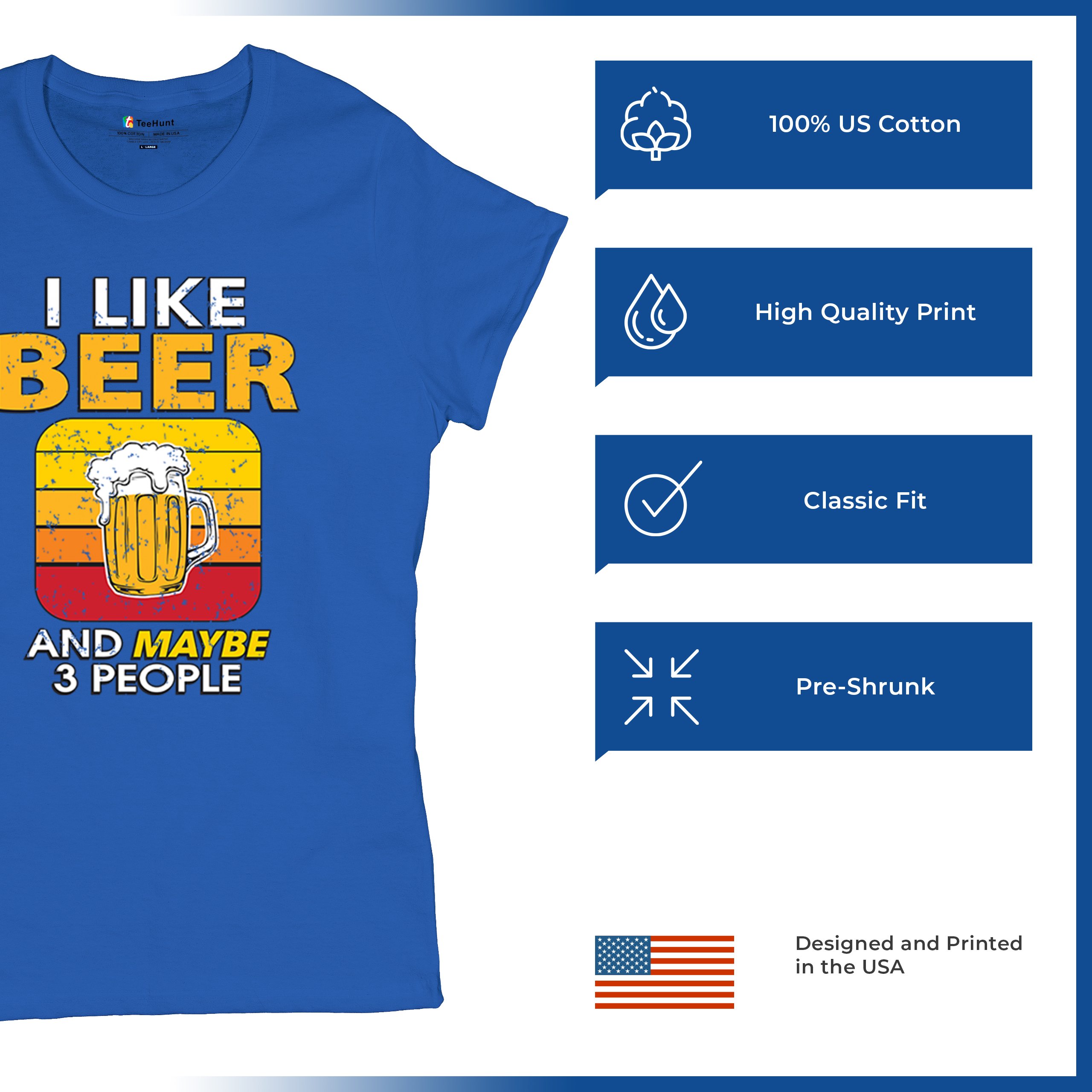 I Like Beer & 3 People T-Shirt Sarcastic Humor Craft Brewery Lager Women's Tee - Picture 35 of 50