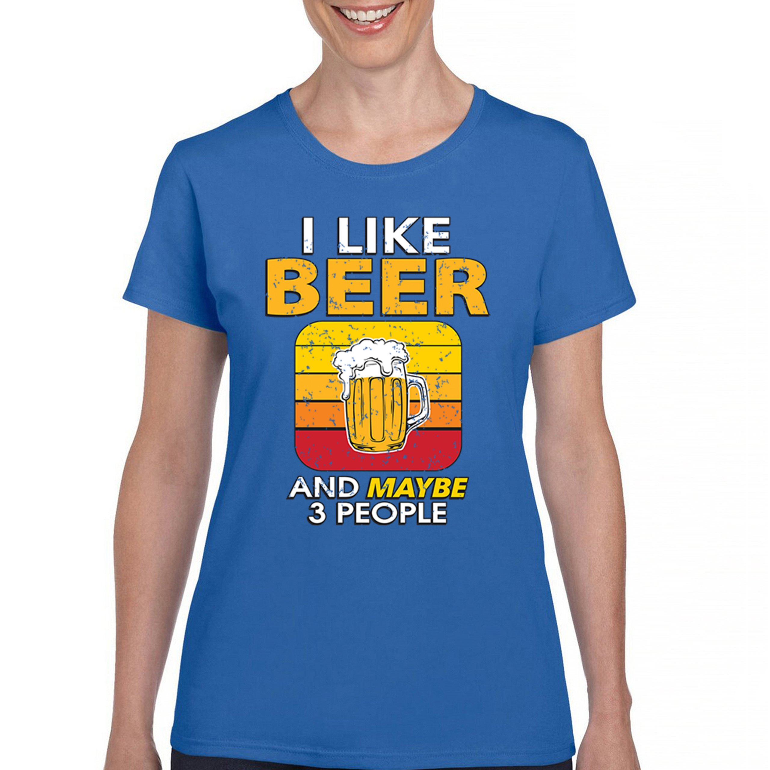 I Like Beer & 3 People T-Shirt Sarcastic Humor Craft Brewery Lager Women's Tee - Picture 30 of 50