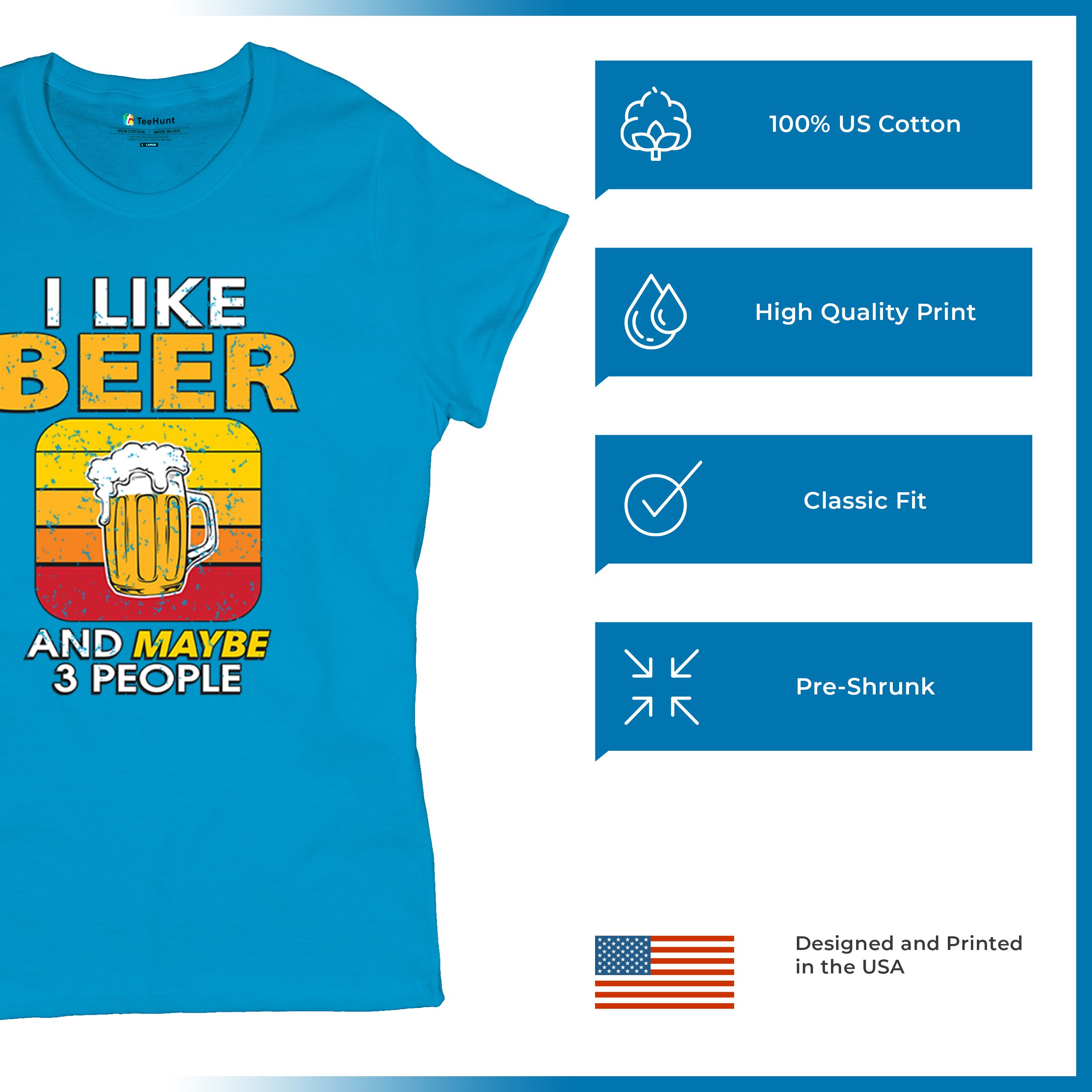 I Like Beer & 3 People T-Shirt Sarcastic Humor Craft Brewery Lager Women's Tee - Picture 42 of 50