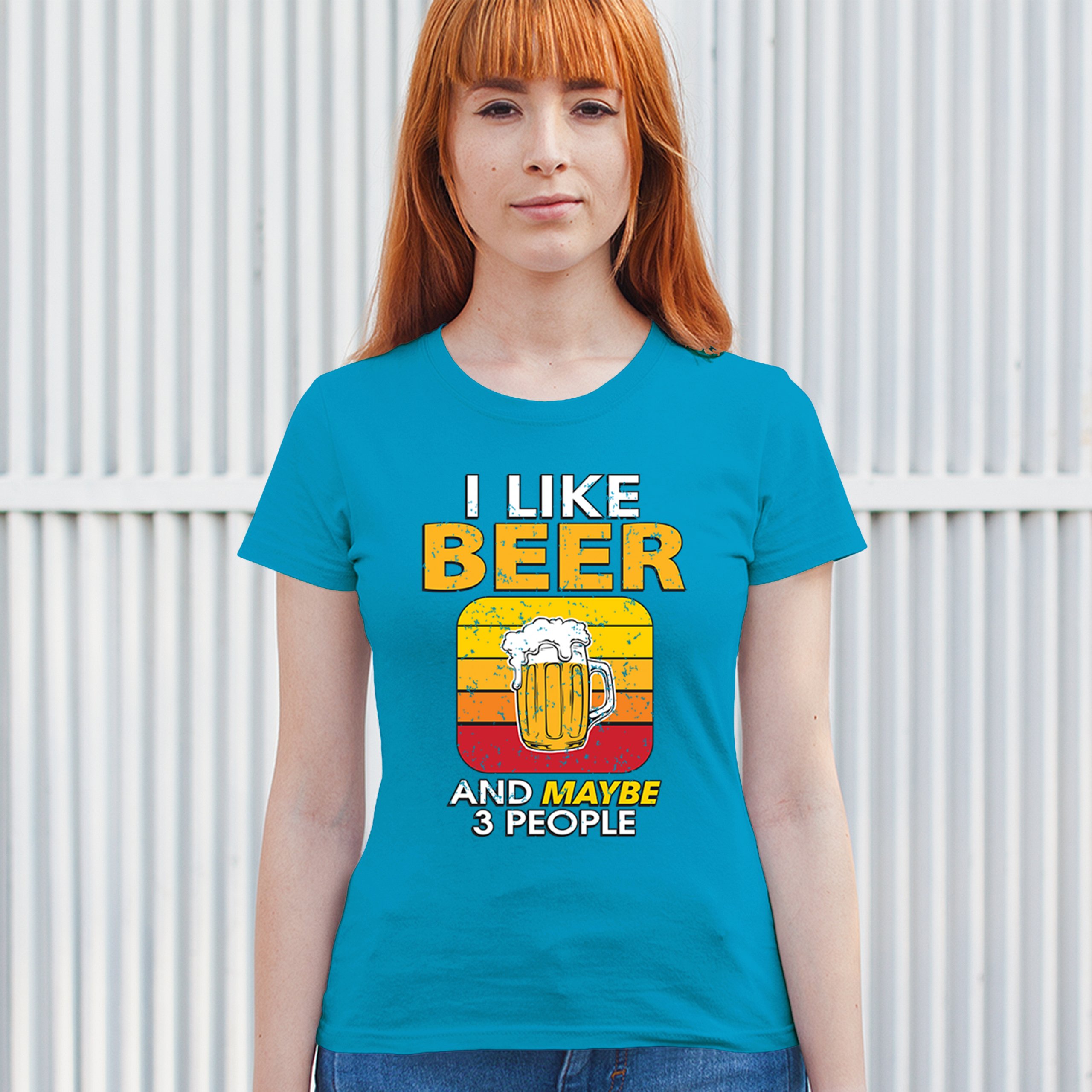 I Like Beer & 3 People T-Shirt Sarcastic Humor Craft Brewery Lager Women's Tee - Picture 40 of 50