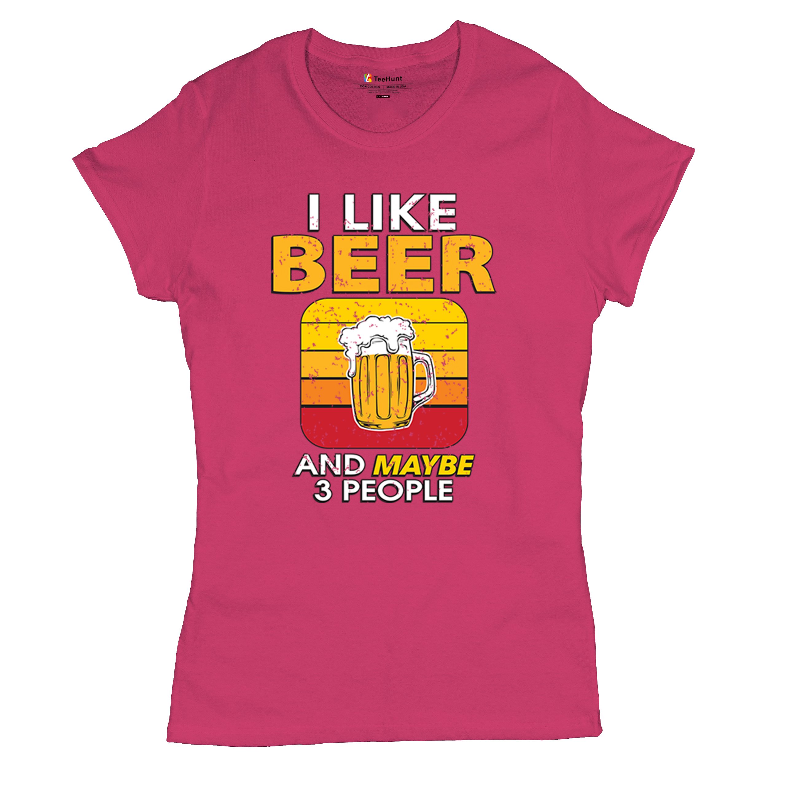 I Like Beer & 3 People T-Shirt Sarcastic Humor Craft Brewery Lager Women's Tee - Picture 48 of 50
