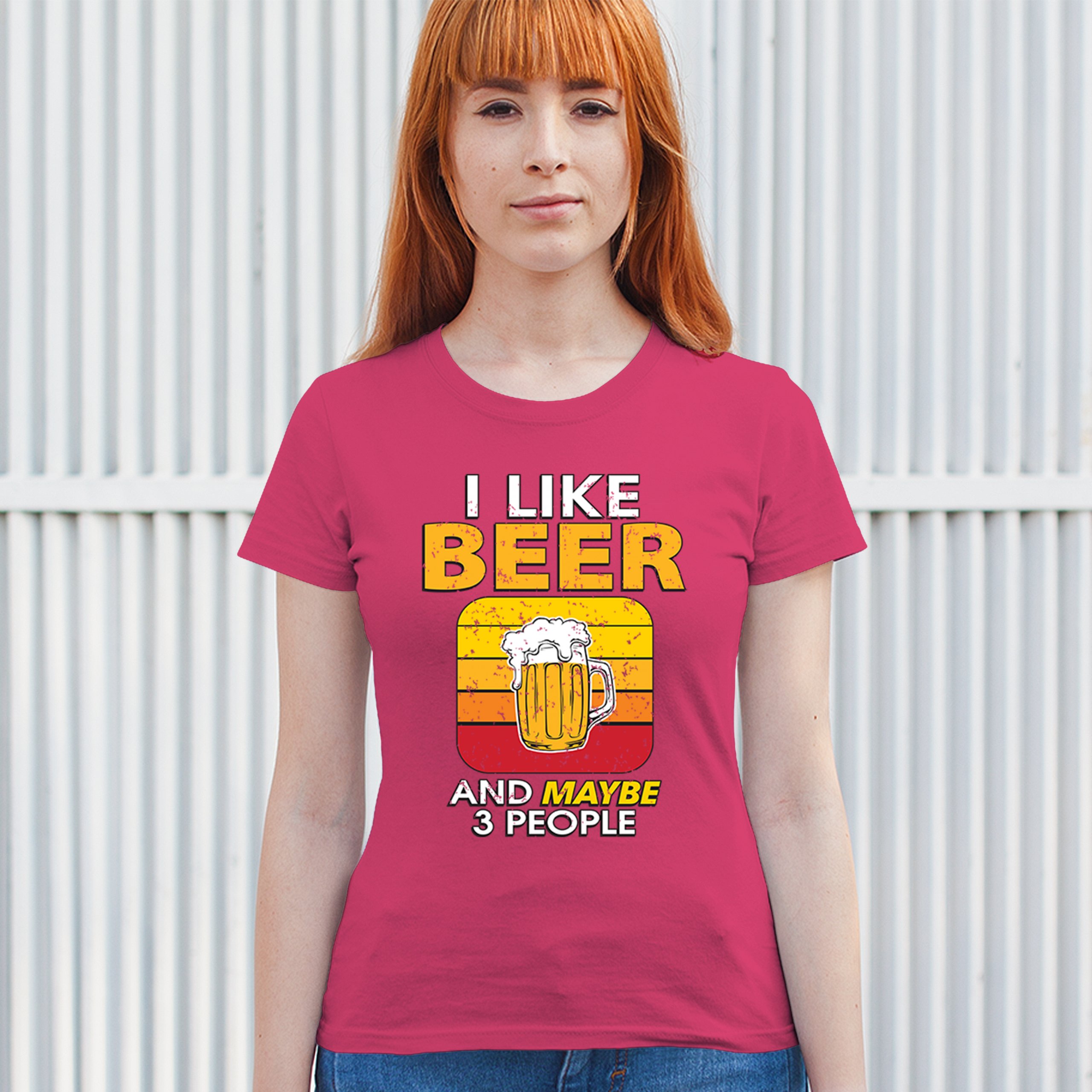 I Like Beer & 3 People T-Shirt Sarcastic Humor Craft Brewery Lager Women's Tee - Picture 47 of 50