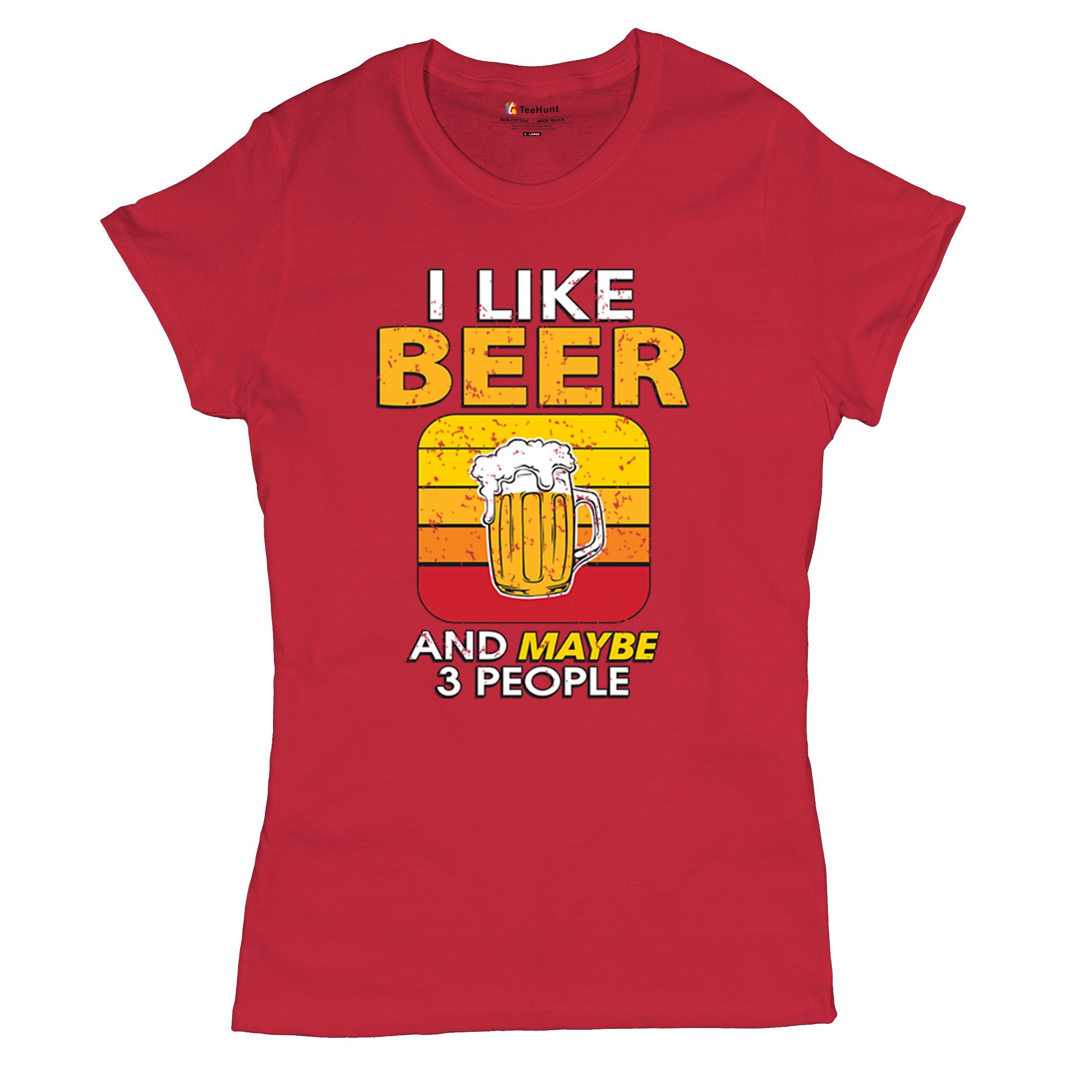 I Like Beer & 3 People T-Shirt Sarcastic Humor Craft Brewery Lager Women's Tee - Picture 20 of 50