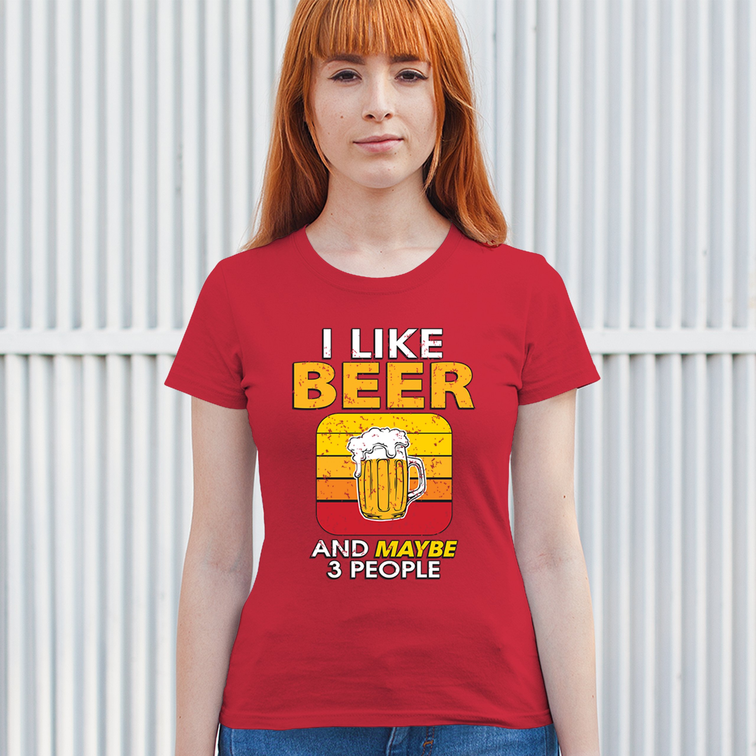 I Like Beer & 3 People T-Shirt Sarcastic Humor Craft Brewery Lager Women's Tee - Picture 19 of 50