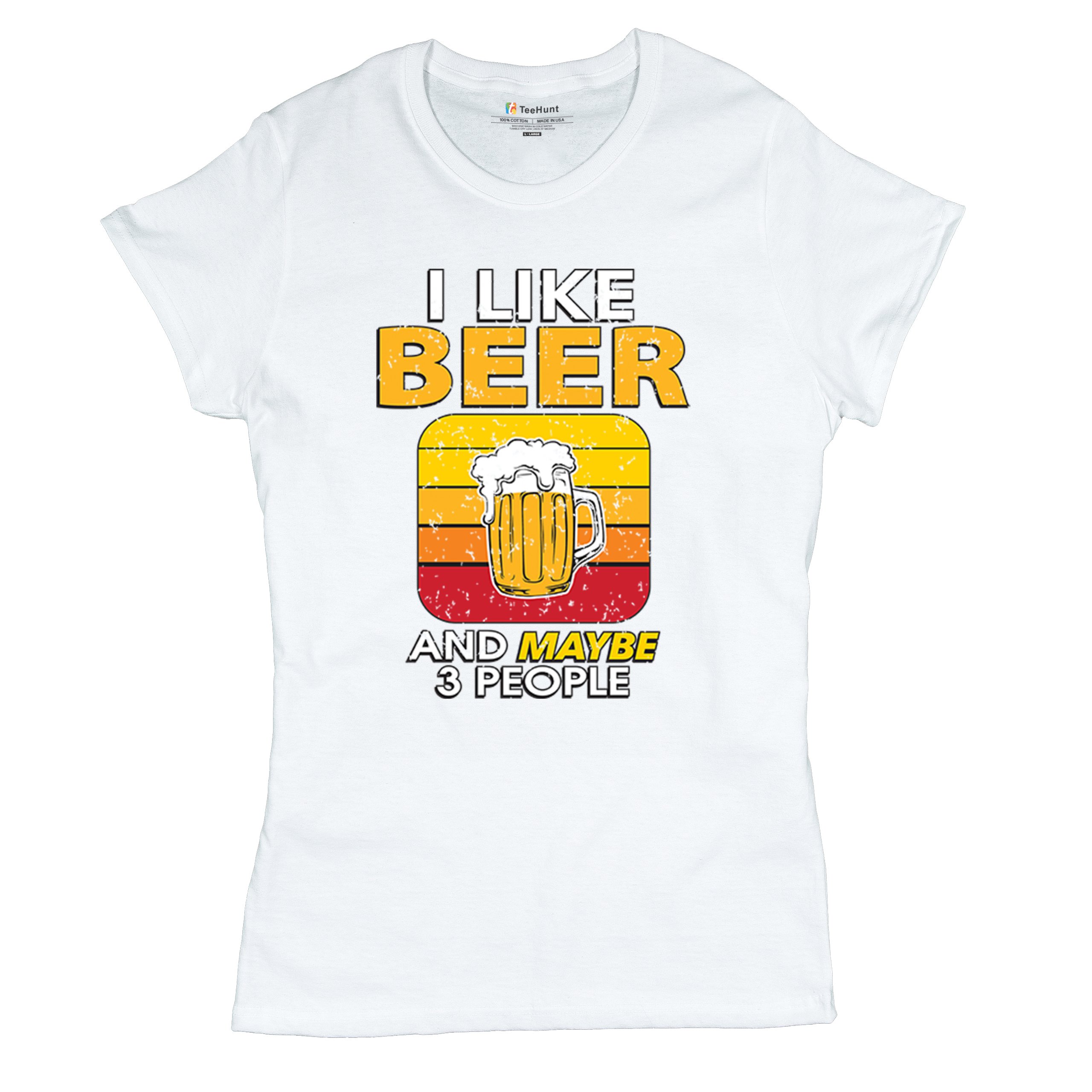 I Like Beer & 3 People T-Shirt Sarcastic Humor Craft Brewery Lager Women's Tee - Picture 27 of 50