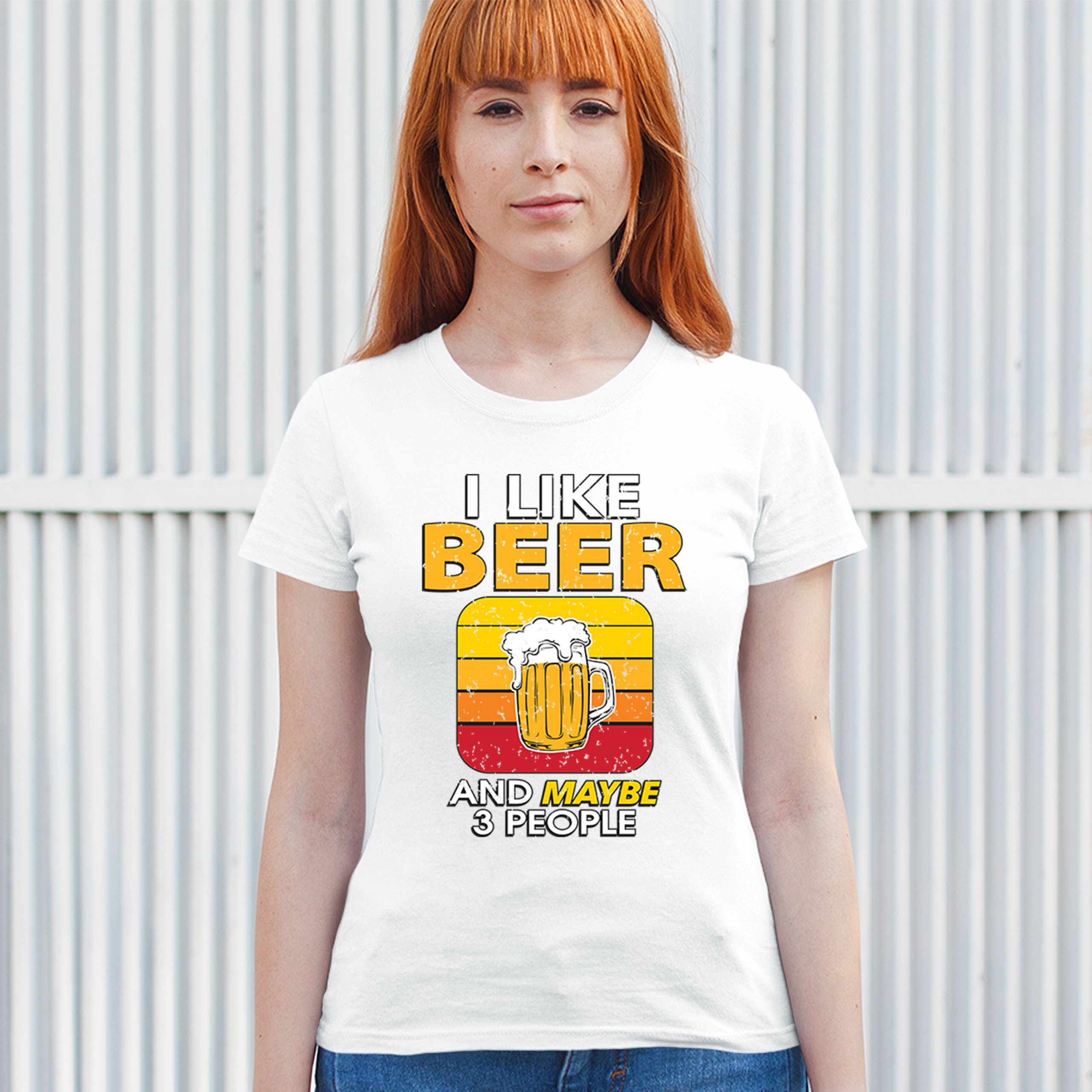 I Like Beer & 3 People T-Shirt Sarcastic Humor Craft Brewery Lager Women's Tee - Picture 26 of 50