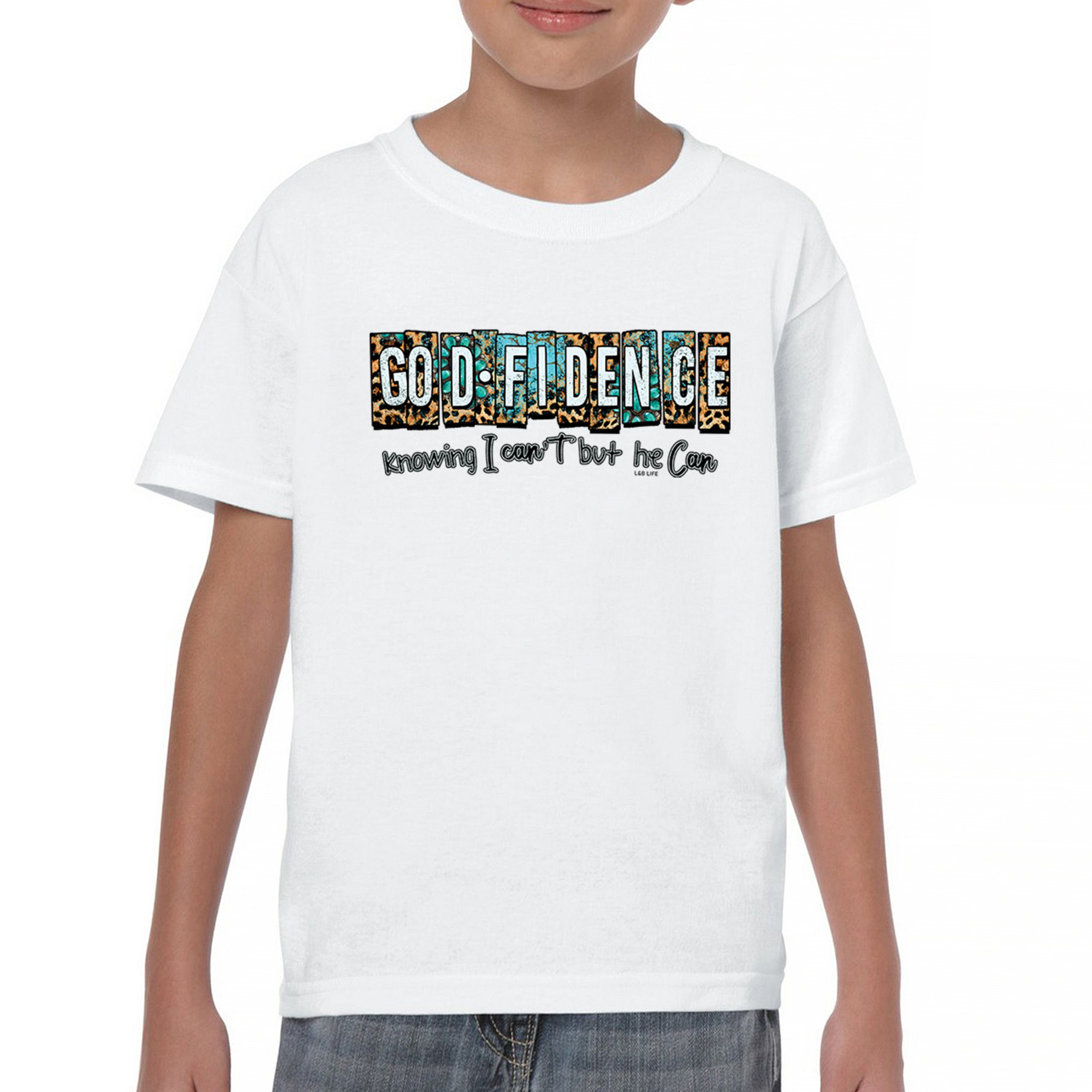 GODfidence Youth T-shirt Christian Religious Confident in God Motivation Kids - Picture 2 of 50