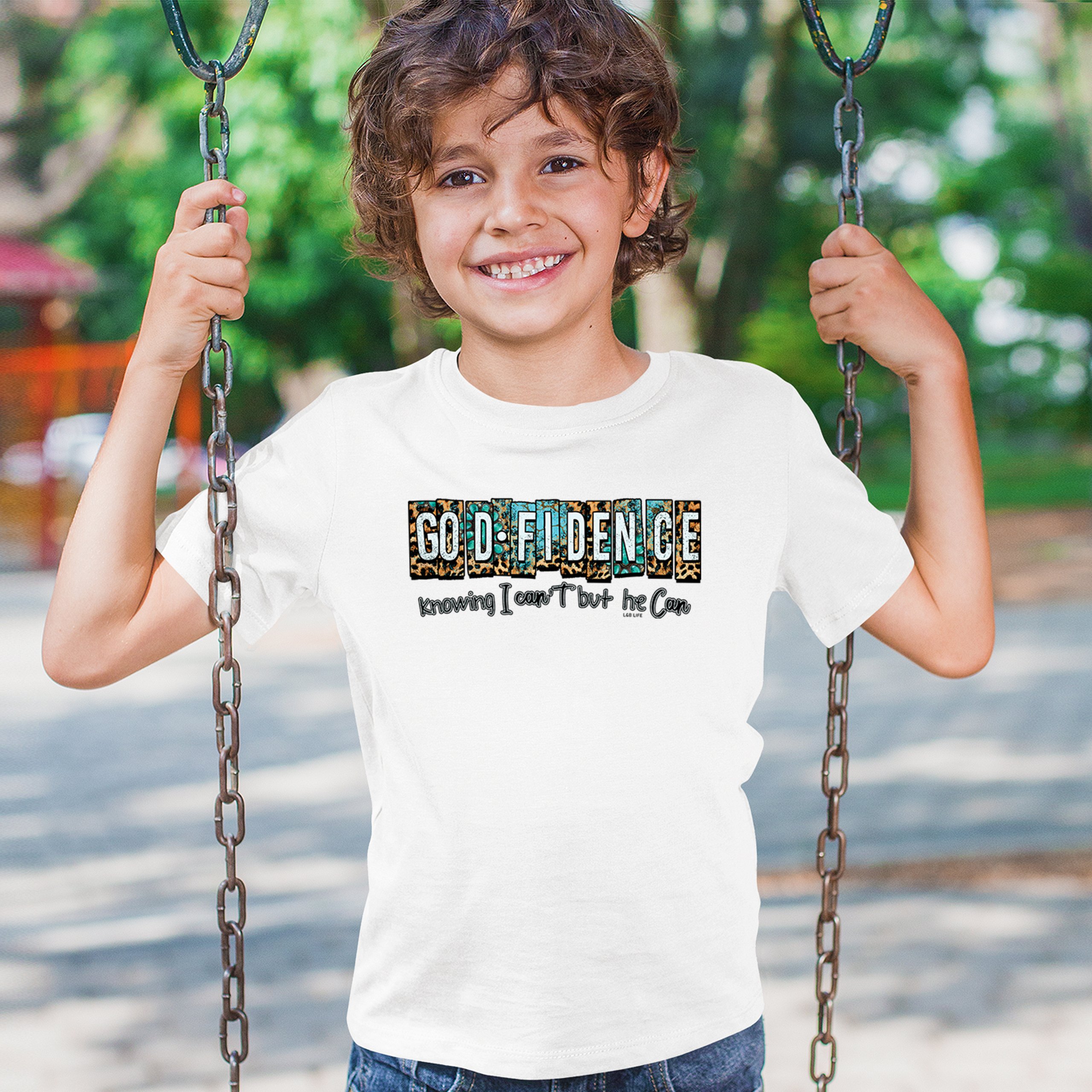 GODfidence Youth T-shirt Christian Religious Confident in God Motivation Kids - Picture 5 of 50