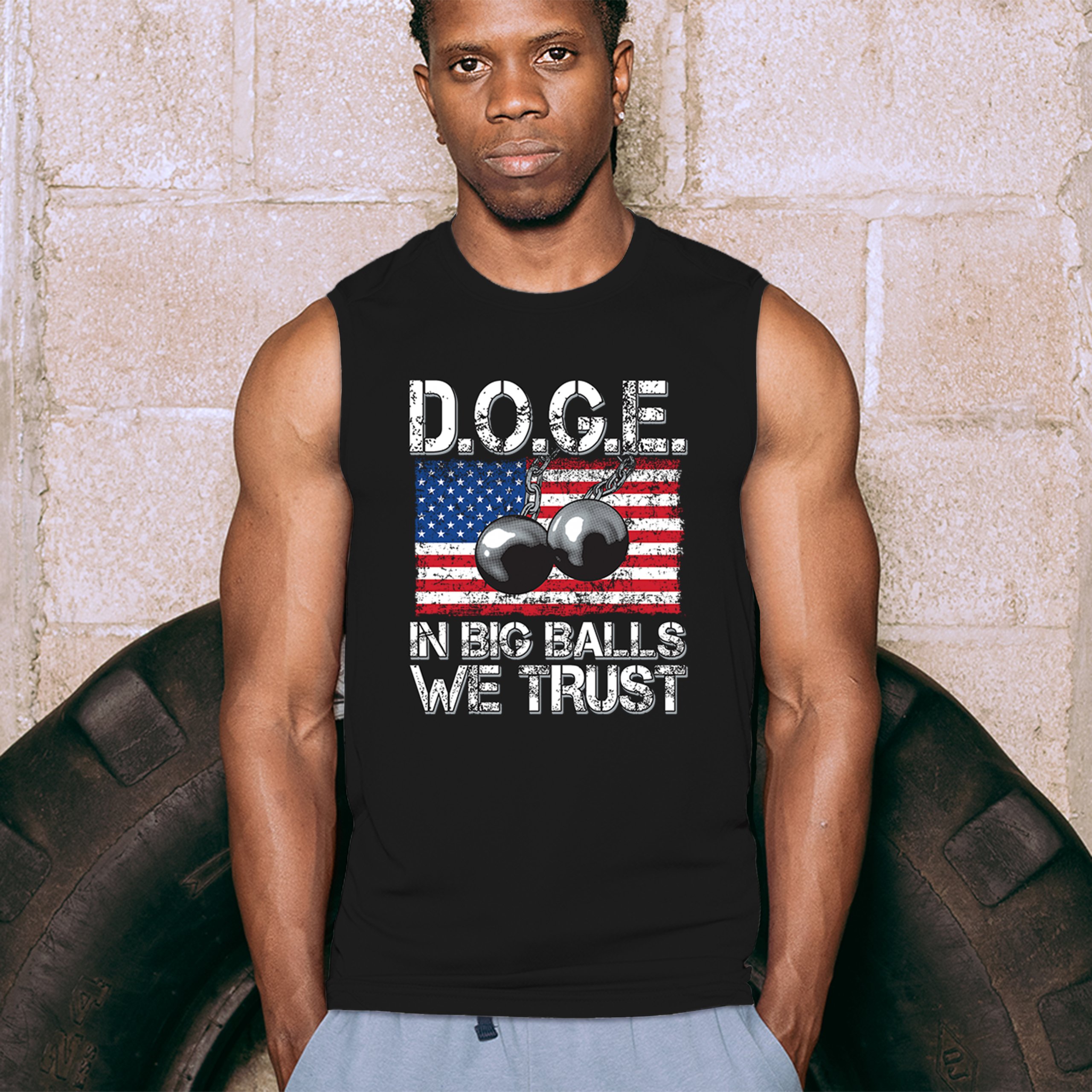 ALTRA Camicia muscolare D.O.G.E Big Balls umorismo patriottico GOP sarcastico politico uomo