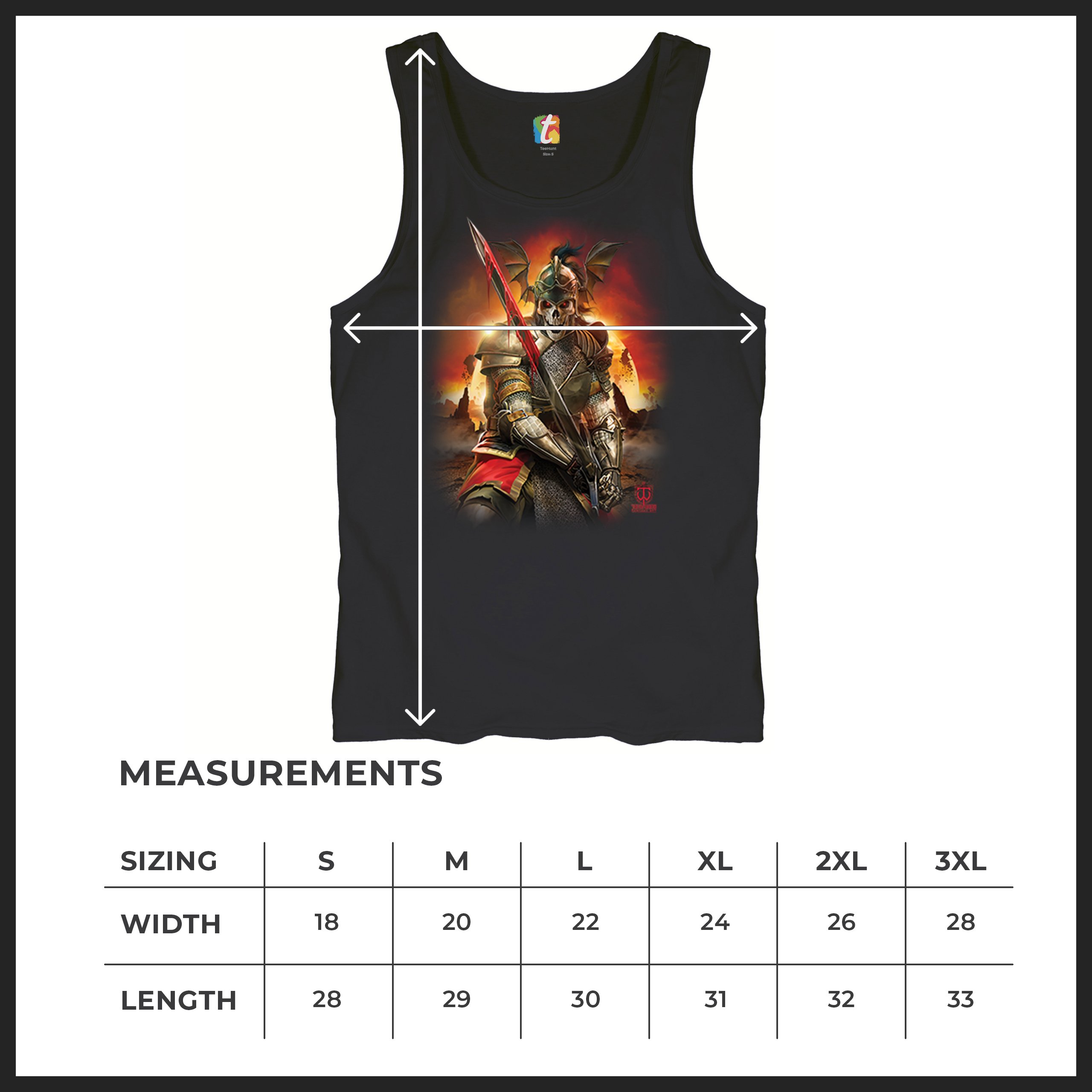 Apocalypse Reaper Tank Top Fantasy Skeleton Knight Sword Dragon Men's Top - Picture 8 of 43