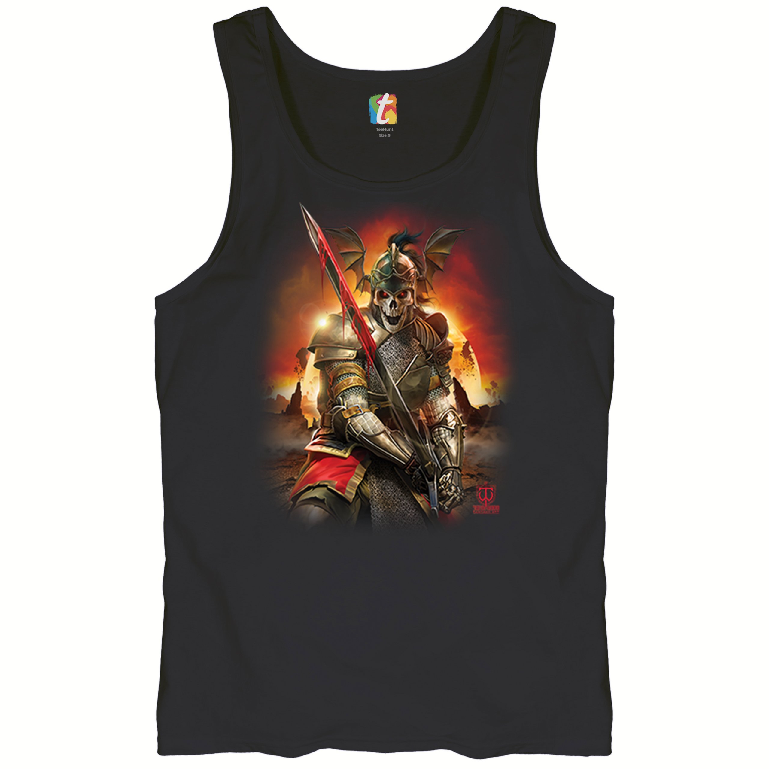 Apocalypse Reaper Tank Top Fantasy Skeleton Knight Sword Dragon Men's Top - Picture 6 of 43