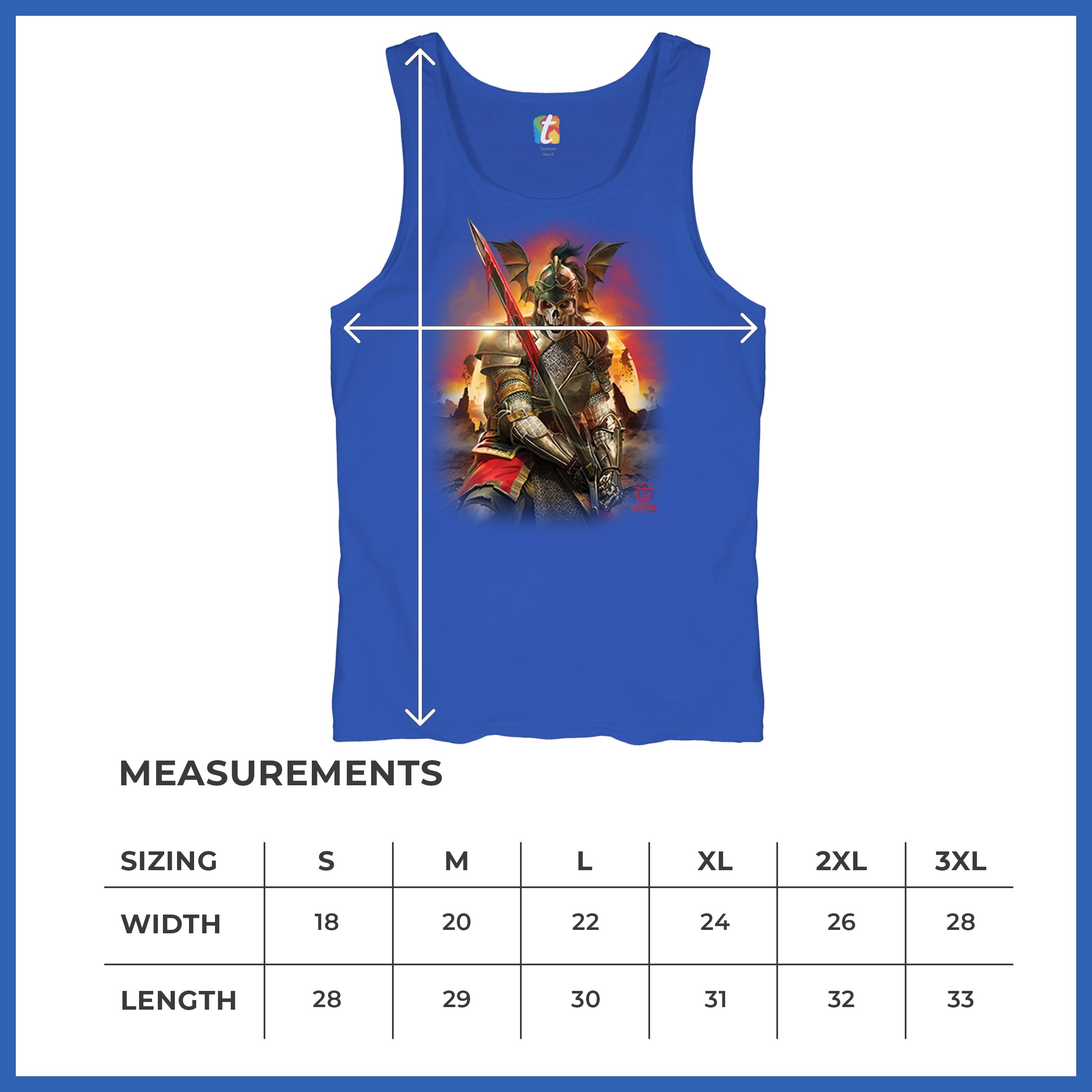 Apocalypse Reaper Tank Top Fantasy Skeleton Knight Sword Dragon Men's Top - Picture 43 of 43