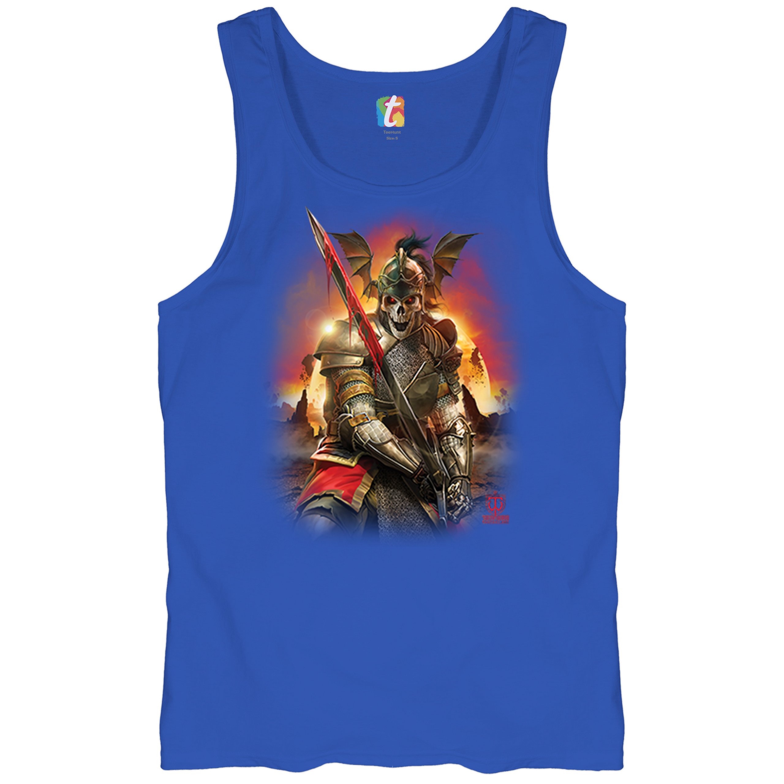 Apocalypse Reaper Tank Top Fantasy Skeleton Knight Sword Dragon Men's Top - Picture 41 of 43